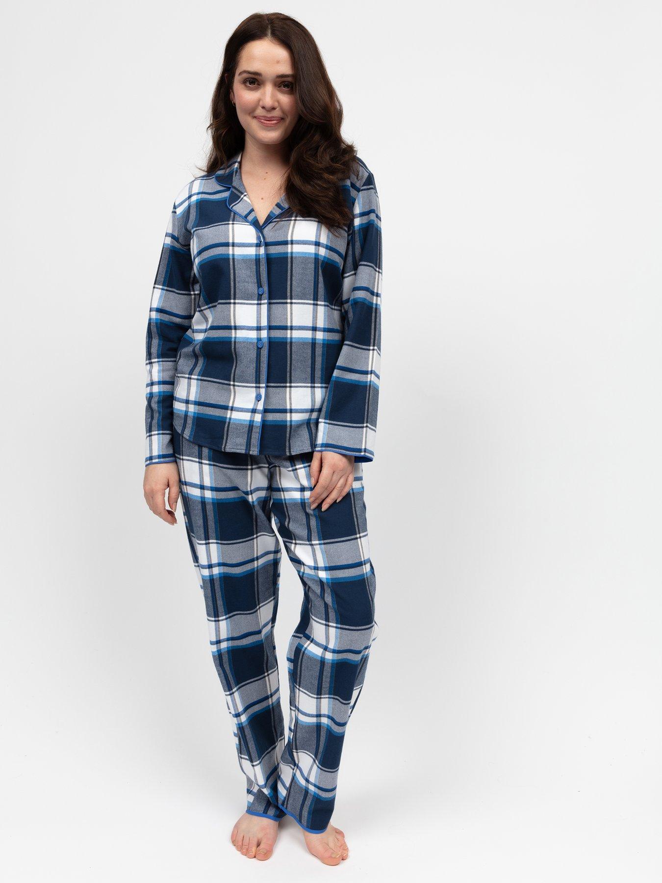 Image 1 of 4 of Cyberjammies Frosty Navy Check Pyjama Set - Blue