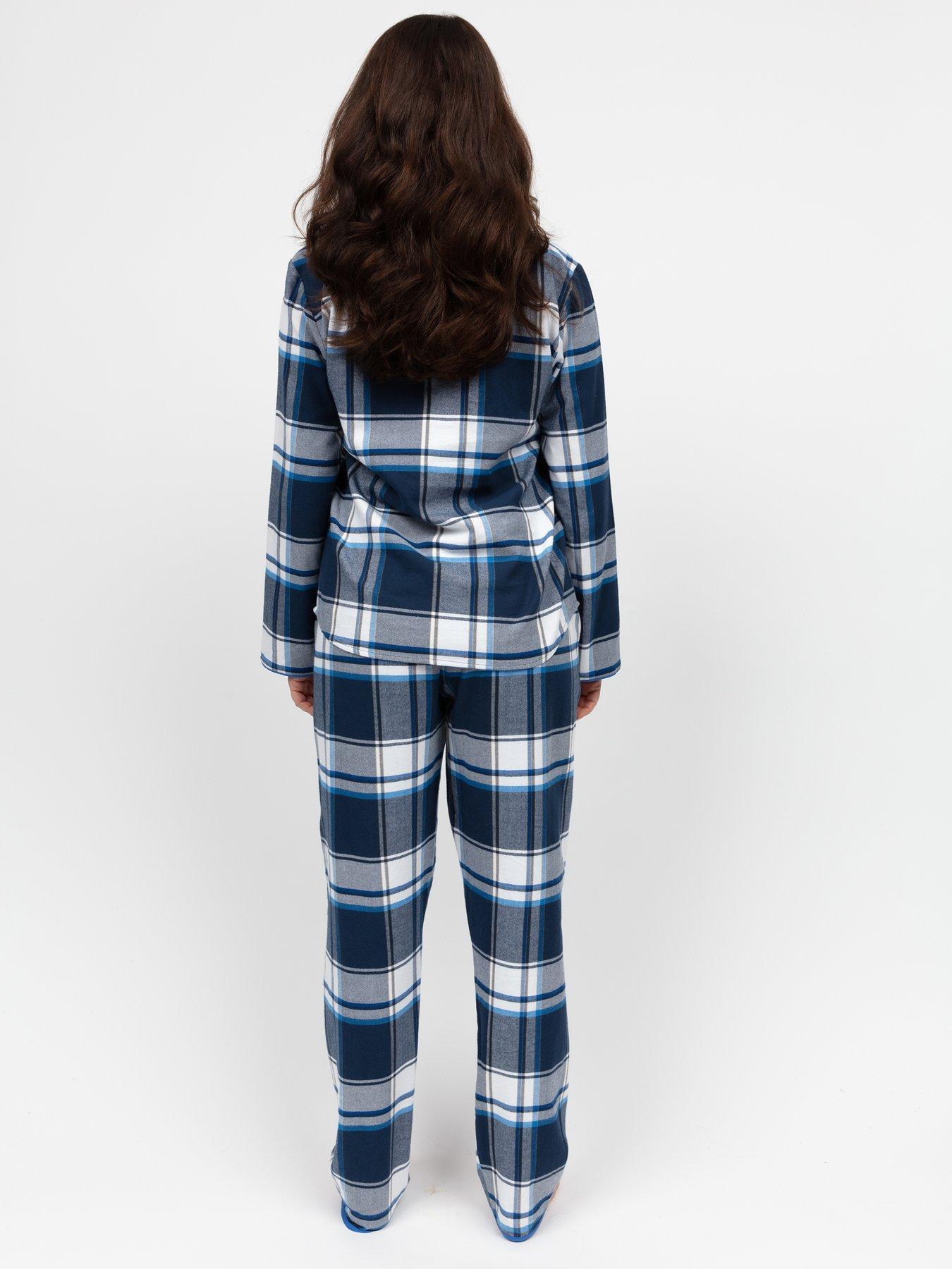 Image 2 of 4 of Cyberjammies Frosty Navy Check Pyjama Set - Blue