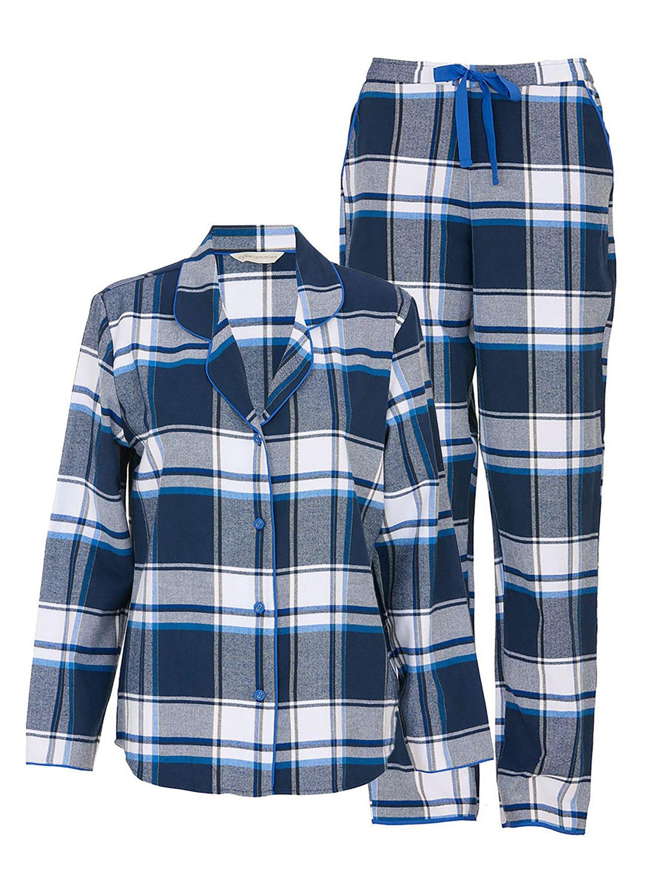 Image 4 of 4 of Cyberjammies Frosty Navy Check Pyjama Set - Blue