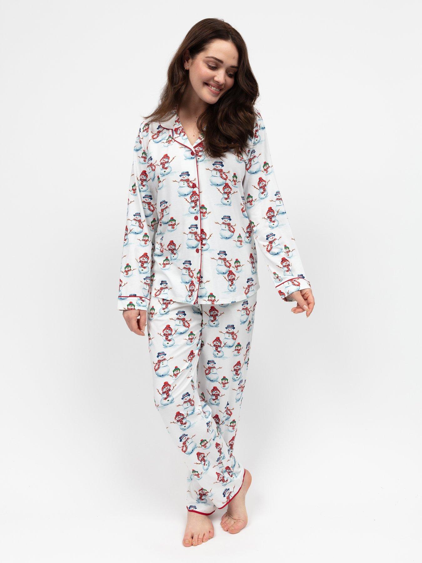 Cyberjammies Blaze Red Snowman Printed Jersey Pyjama Set - Red