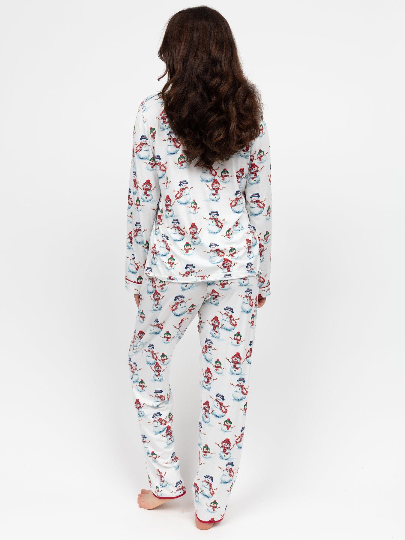 Image 2 of 4 of Cyberjammies Blaze Red Snowman Printed Jersey Pyjama Set - Red