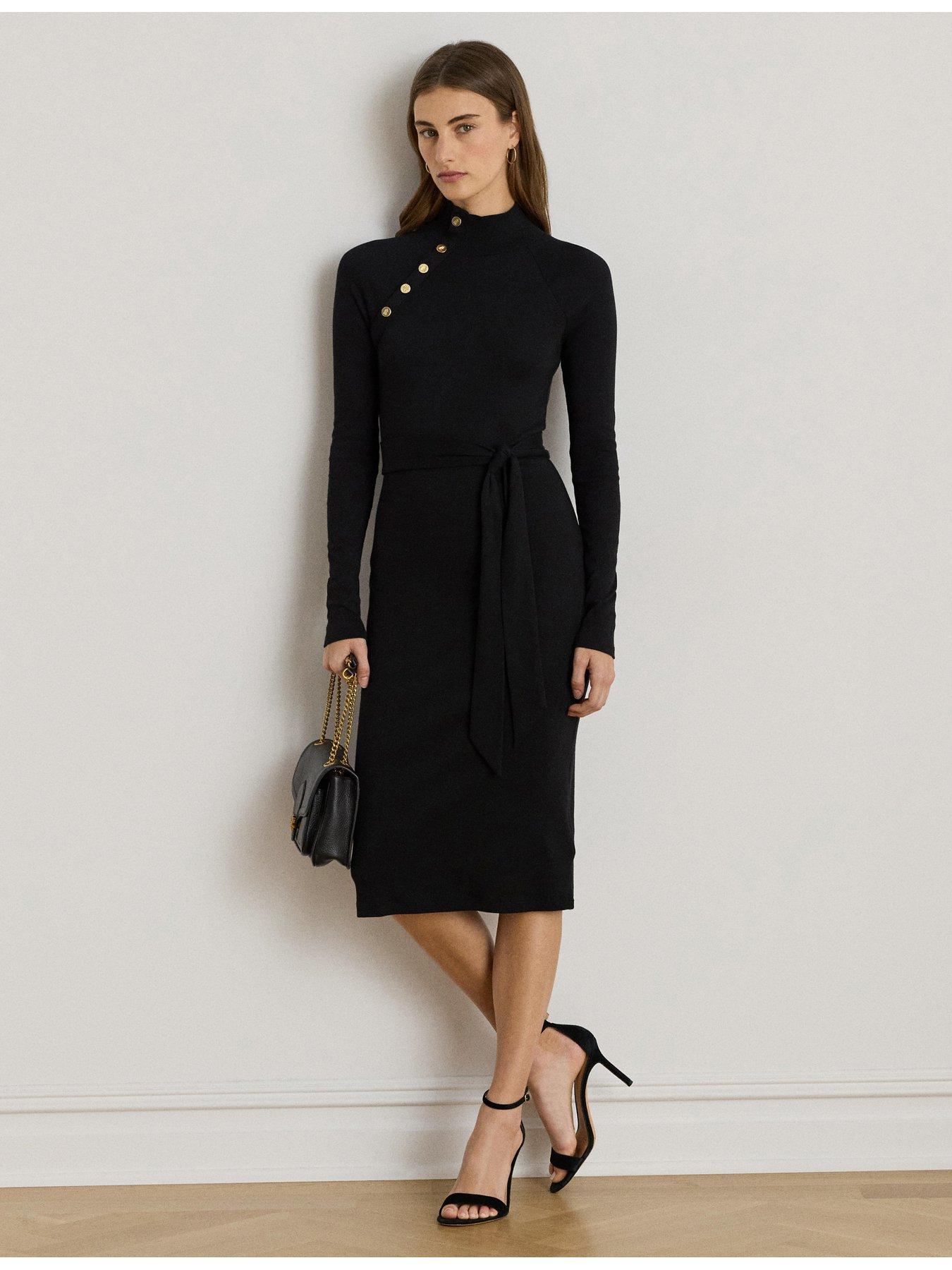 Lauren by Ralph Lauren Vahant Long Sleeve Midi Dress - Black