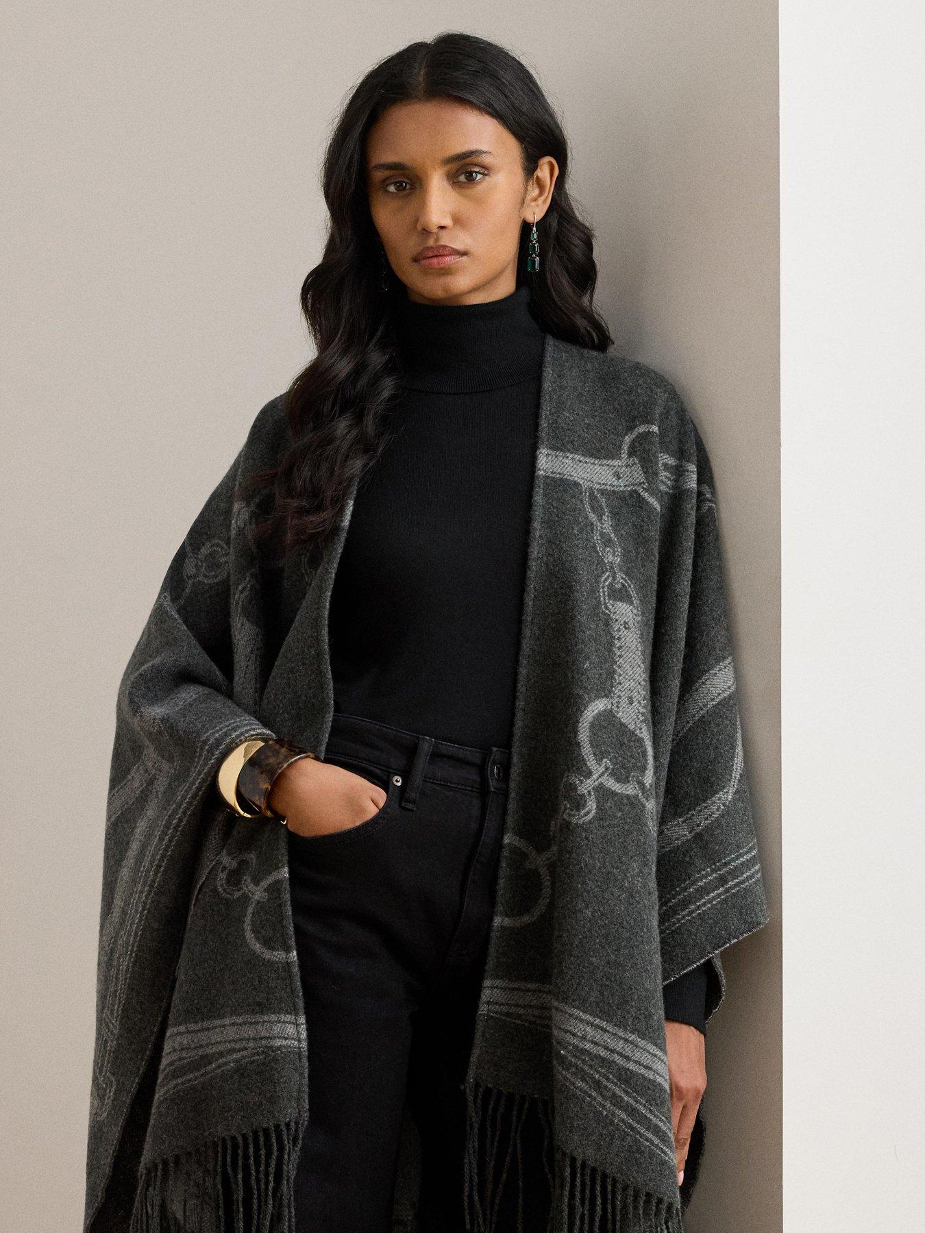 Lauren by Ralph Lauren Jacquard Knitted Cape - Grey