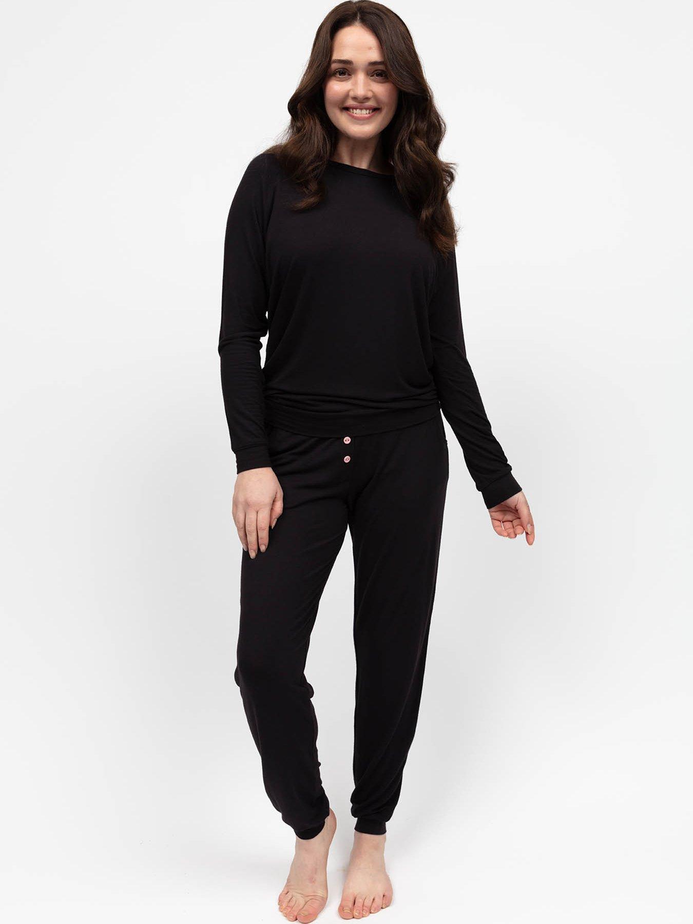 undefined Cyberjammies Bonnie Black Slouch Jersey Long Sleeve Pyjama Set - Black