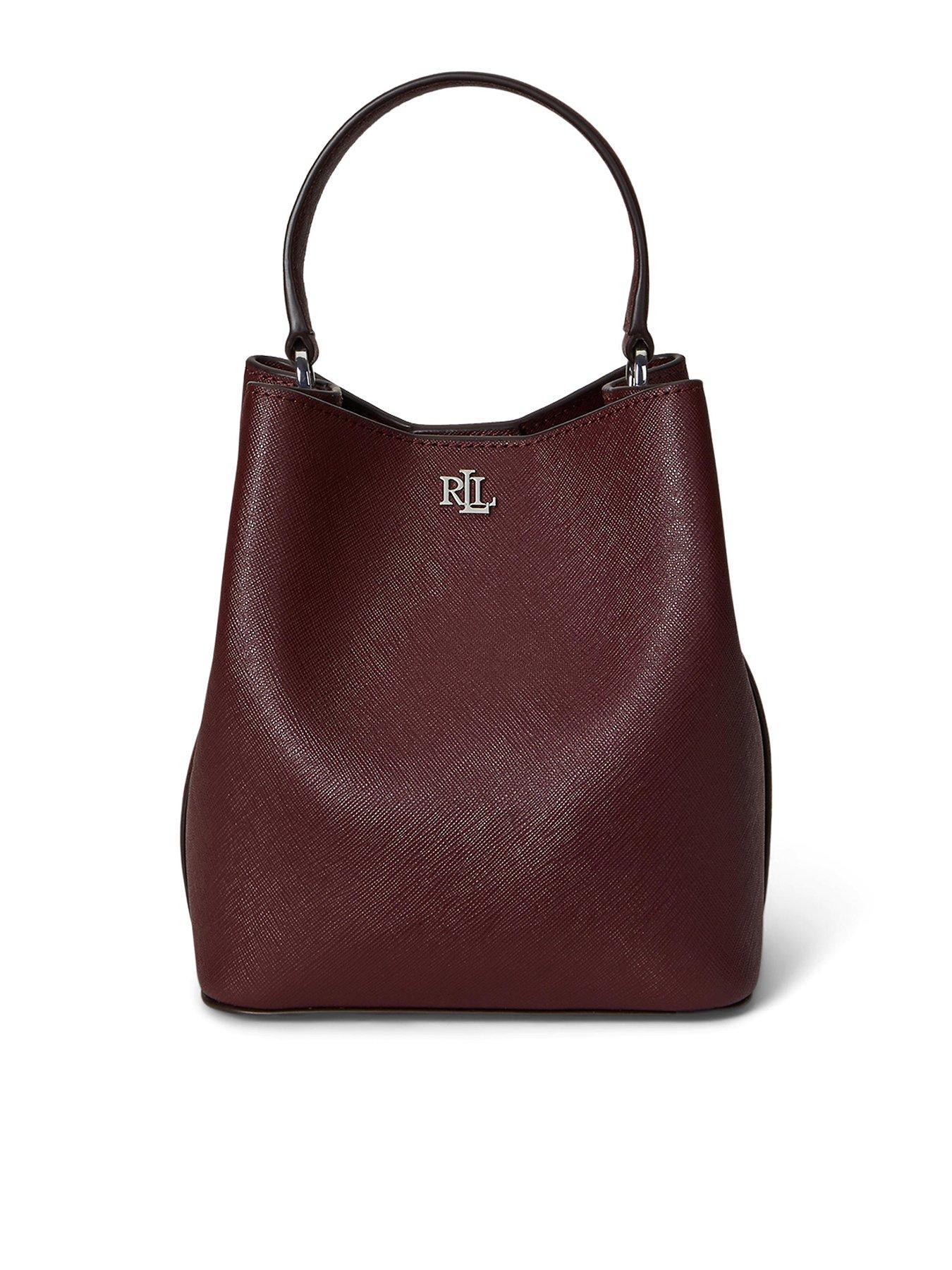 Lauren by Ralph Lauren Crosshatch Small Reese Bucket Bag - Dark Garnet