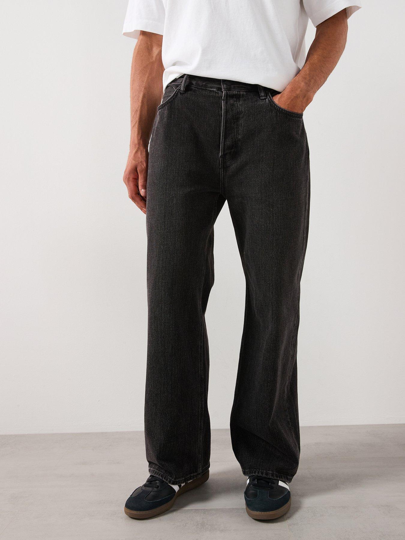 AllSaints All Saints Lenny Wide Fit Jeans, Black, Size 34, Men