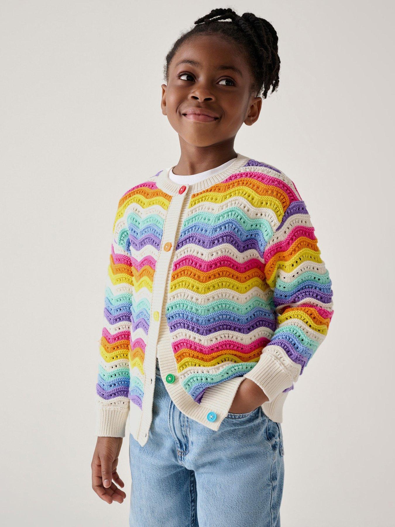 undefined Girls Wavy Knit Cardigan - Multi