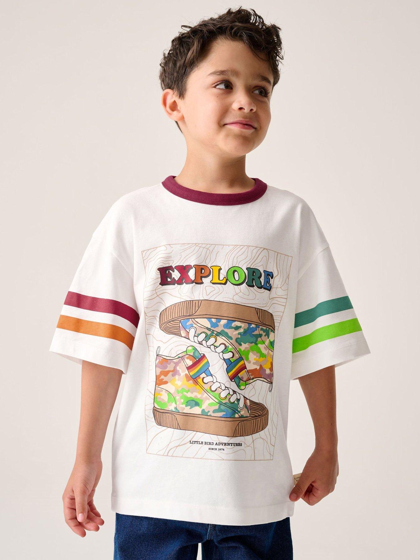 Little Bird Boys Explore Camo Print T-shirt - White