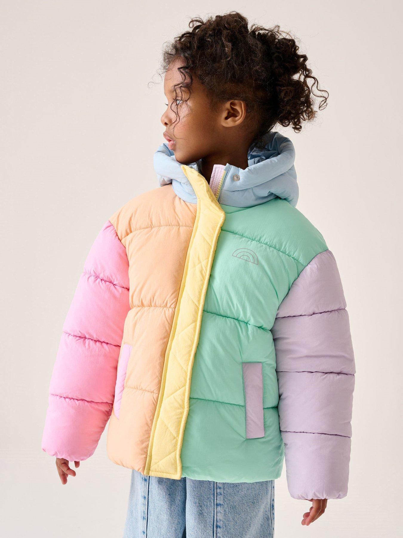 undefined Girls Pastel Colour Block Coat - Multi
