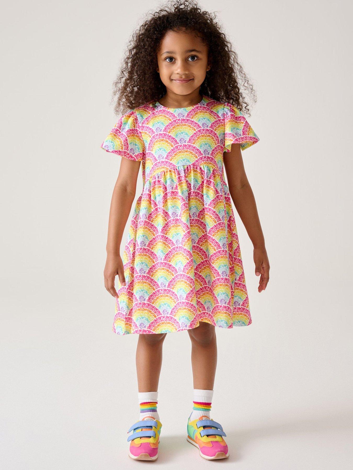 undefined Girls Rainbow Sweat Dress - Pink