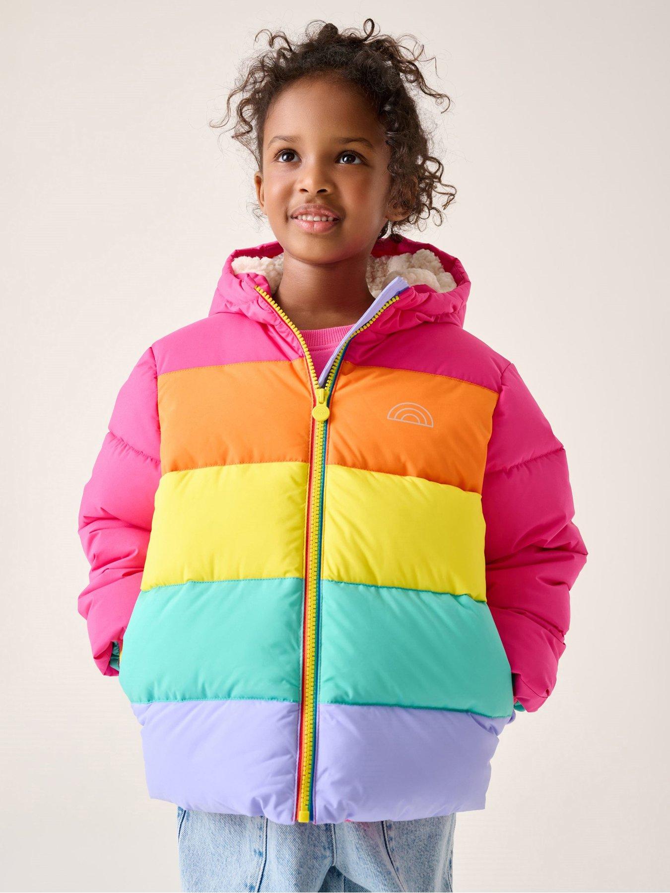 undefined Girls Rainbow Padded Coat - Multi