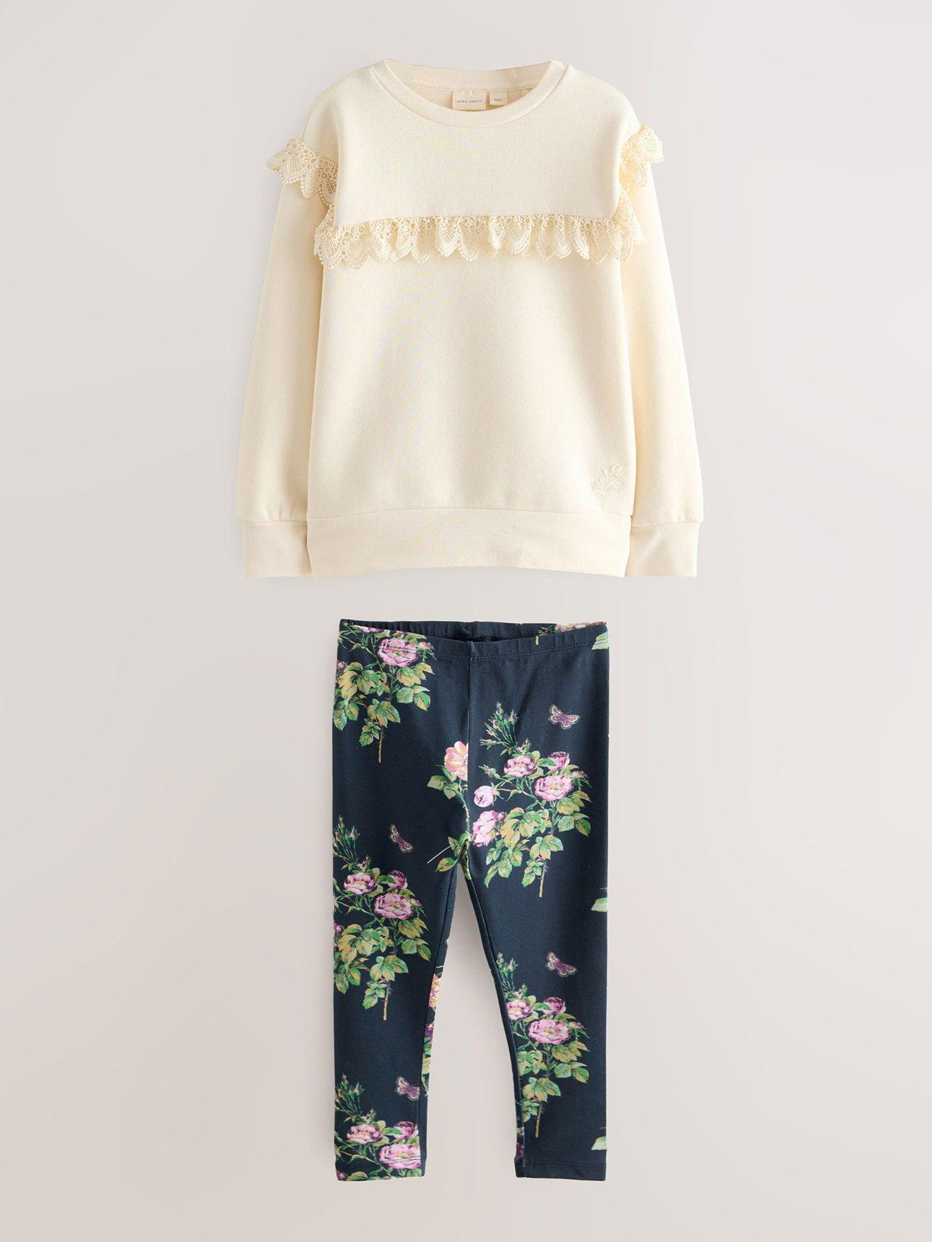 Laura Ashley Older Girls Floral Legging Set - Cream
