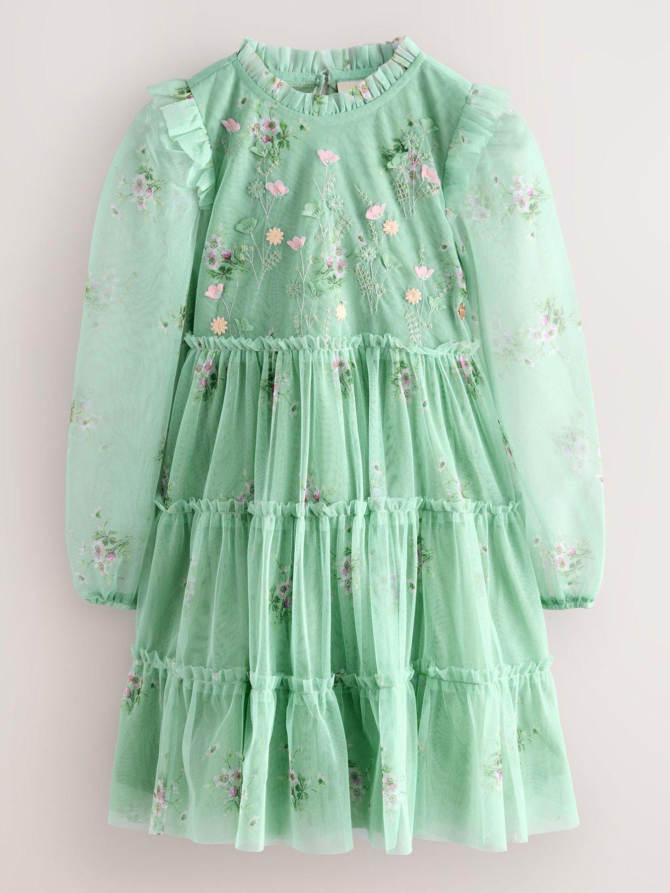 Laura Ashley Kids Floral Tiered Dress - Green
