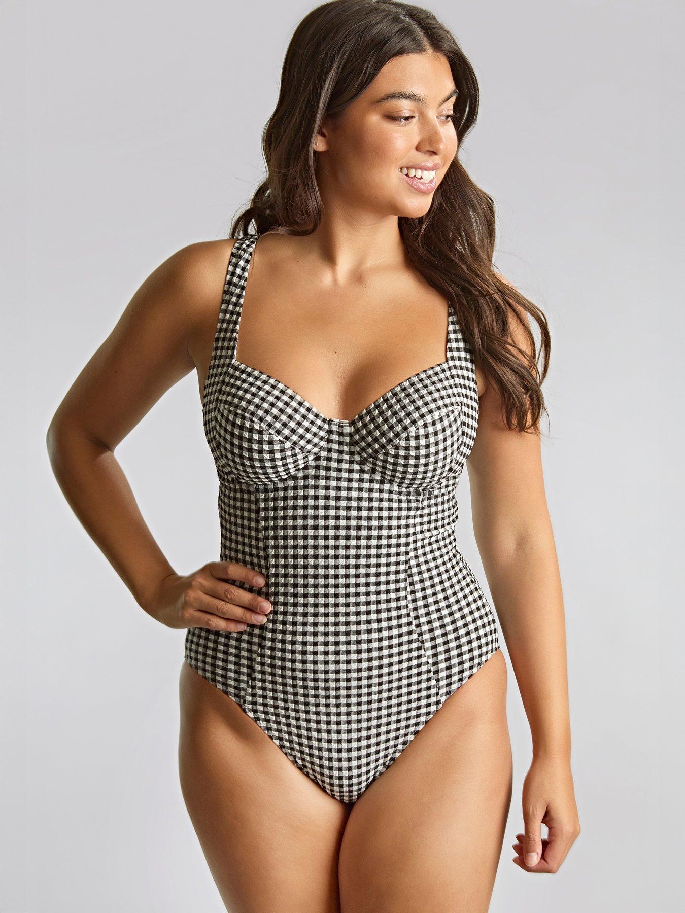 undefined Swim Gingham Paloma Balcony Swimsuit - Gingham Black