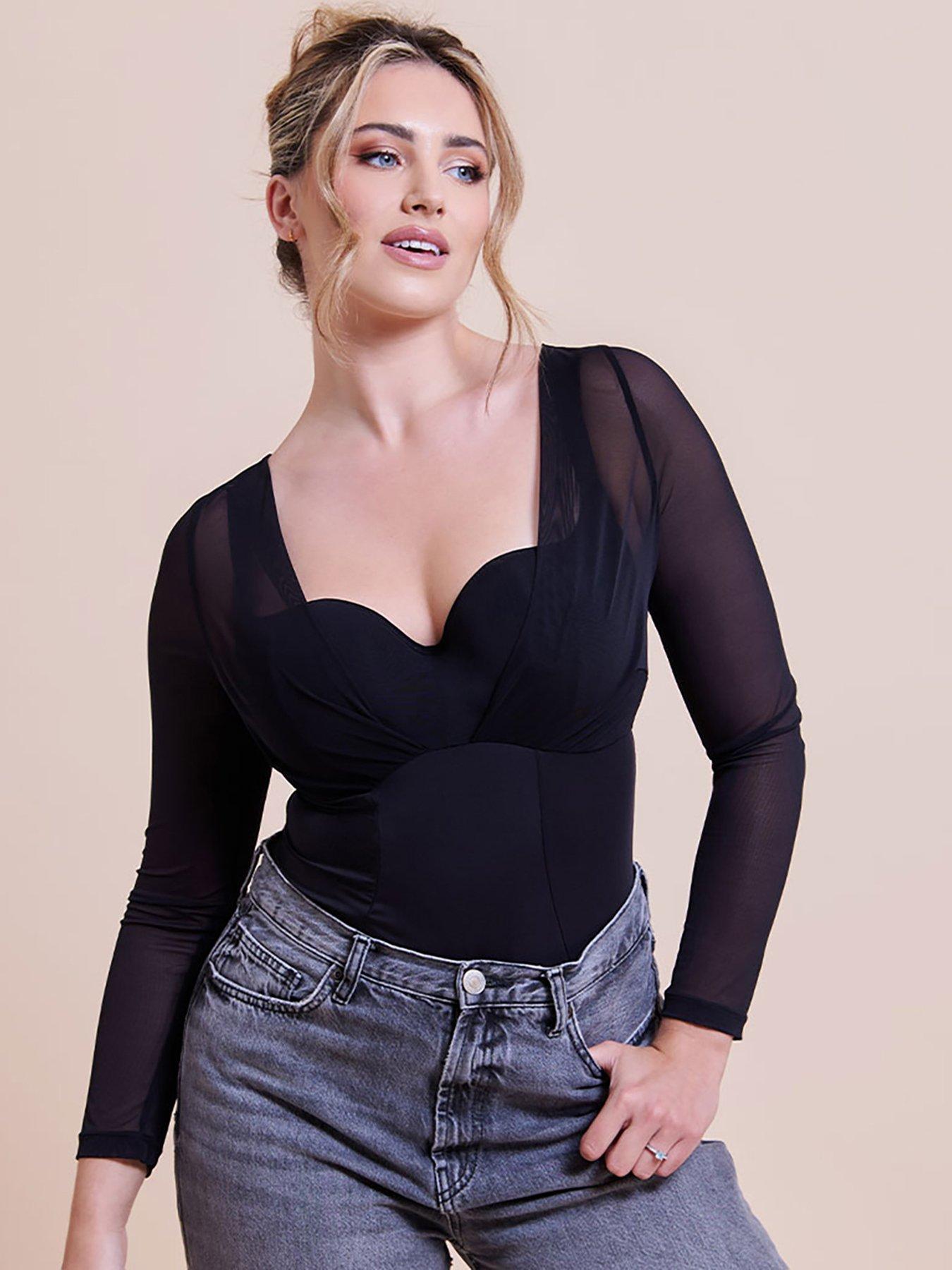 Image 3 of 5 of Curvy Kate Boost Me Up Sleeved Padded Balcony Body Black