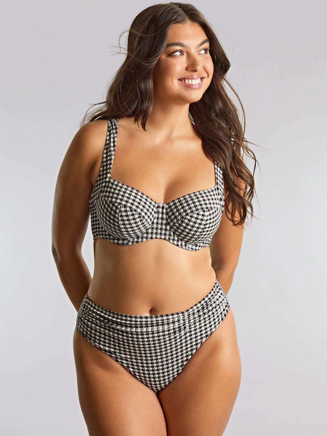 Image 4 of 6 of Panache Swim Gingham Olivia Full Cup Bikini Top - Gingham Black