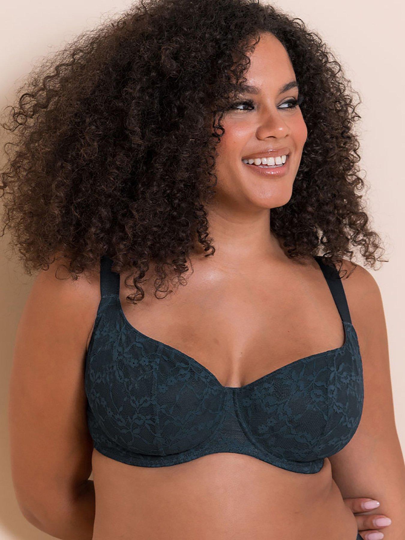 Curvy Kate All Night Lace Scooped Multiway Balcony Bra Denim Blue, Blue, Size 38H, Women