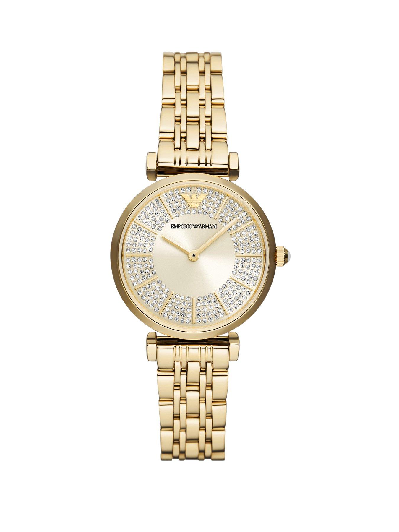 Image 1 of 6 of Emporio Armani Women's Gianni T-Bar Two-Hand, -Tone Stainless Steel Watch, Ar11608 - Gold