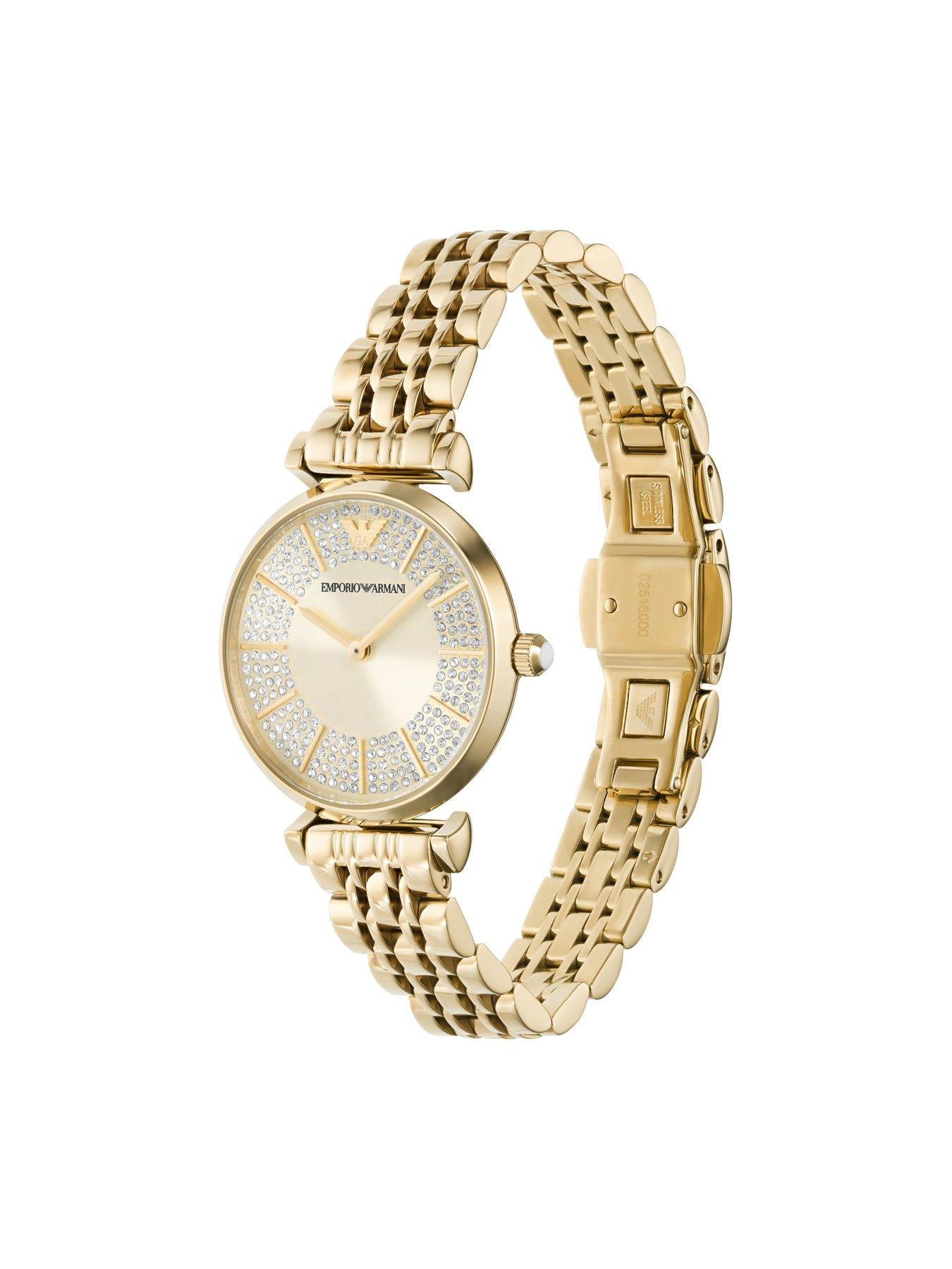 Image 2 of 6 of Emporio Armani Women's Gianni T-Bar Two-Hand, -Tone Stainless Steel Watch, Ar11608 - Gold