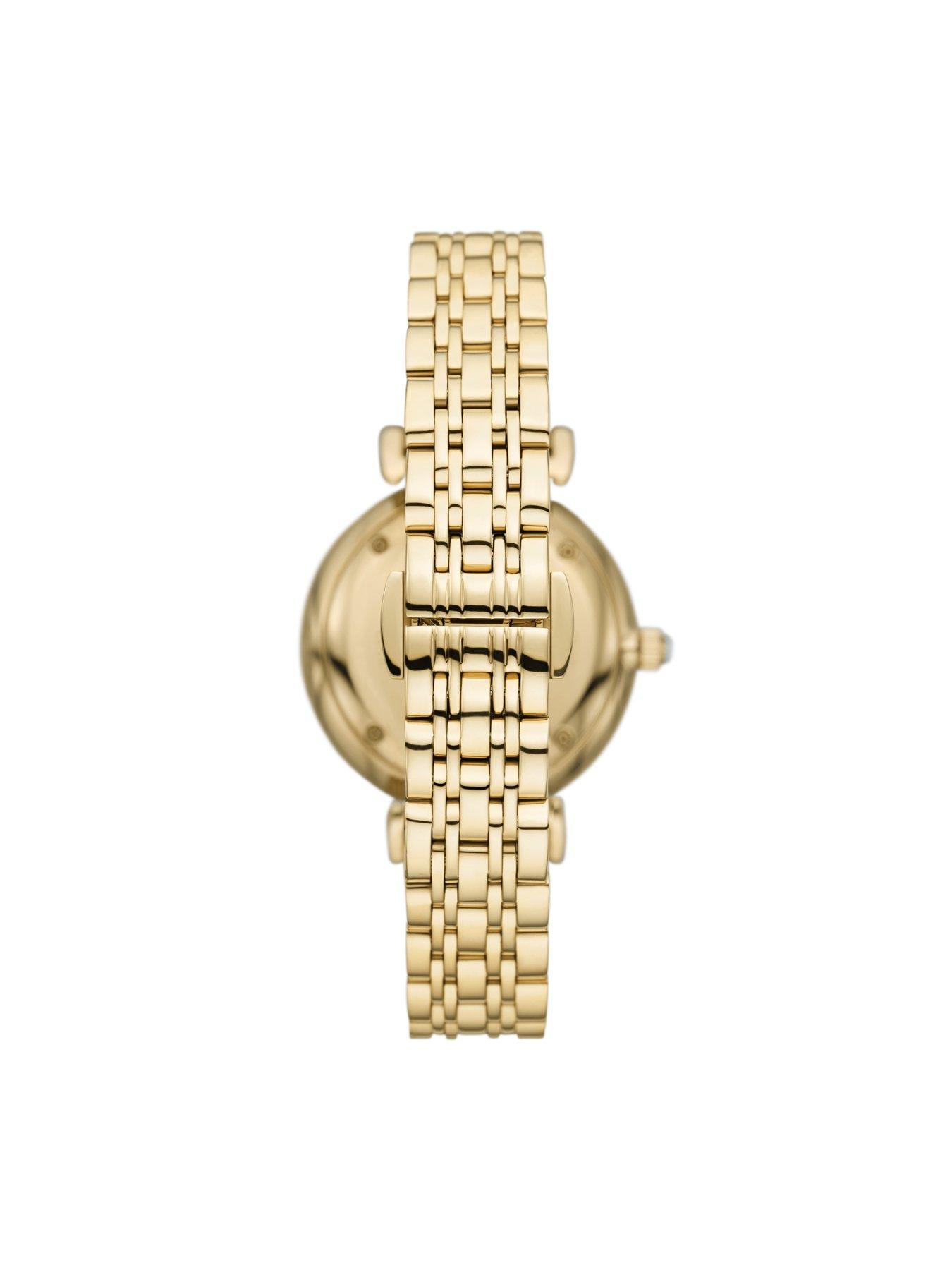 Image 4 of 6 of Emporio Armani Women's Gianni T-Bar Two-Hand, -Tone Stainless Steel Watch, Ar11608 - Gold