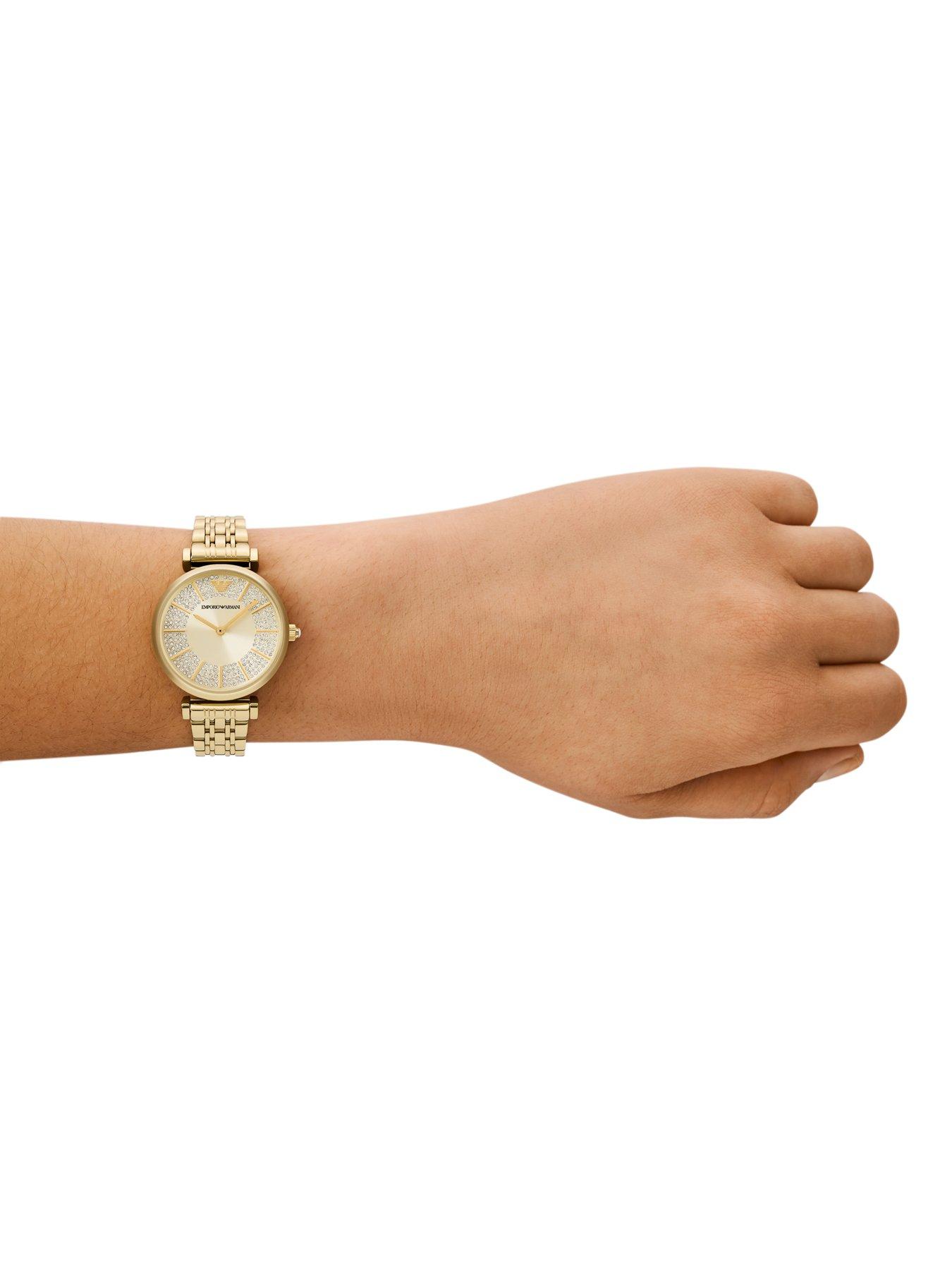 Image 5 of 6 of Emporio Armani Women's Gianni T-Bar Two-Hand, -Tone Stainless Steel Watch, Ar11608 - Gold
