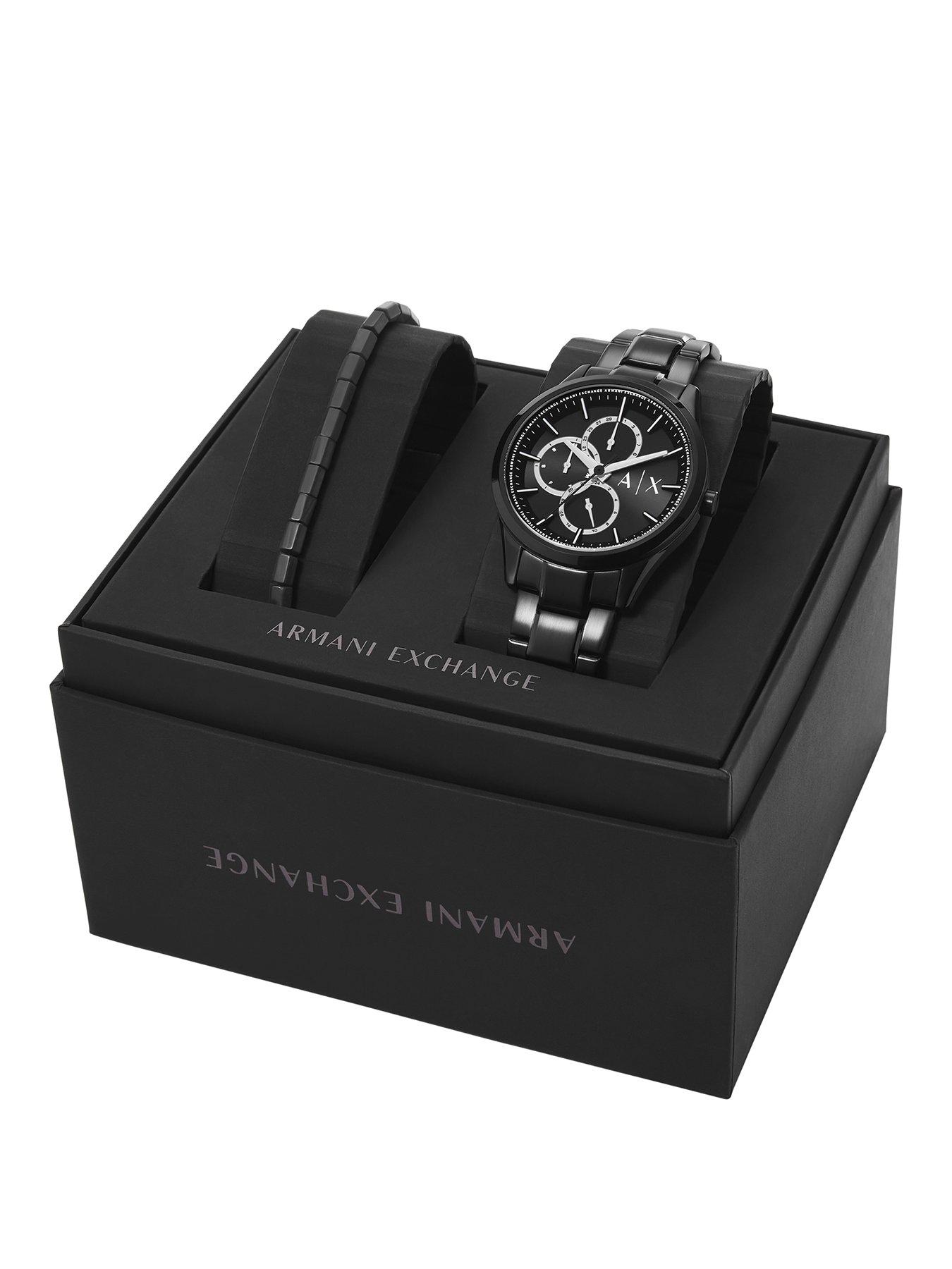 Armani Exchange Men's Multifunction, Stainless Steel Watch And Bracelet Set, Ax7154 - Black