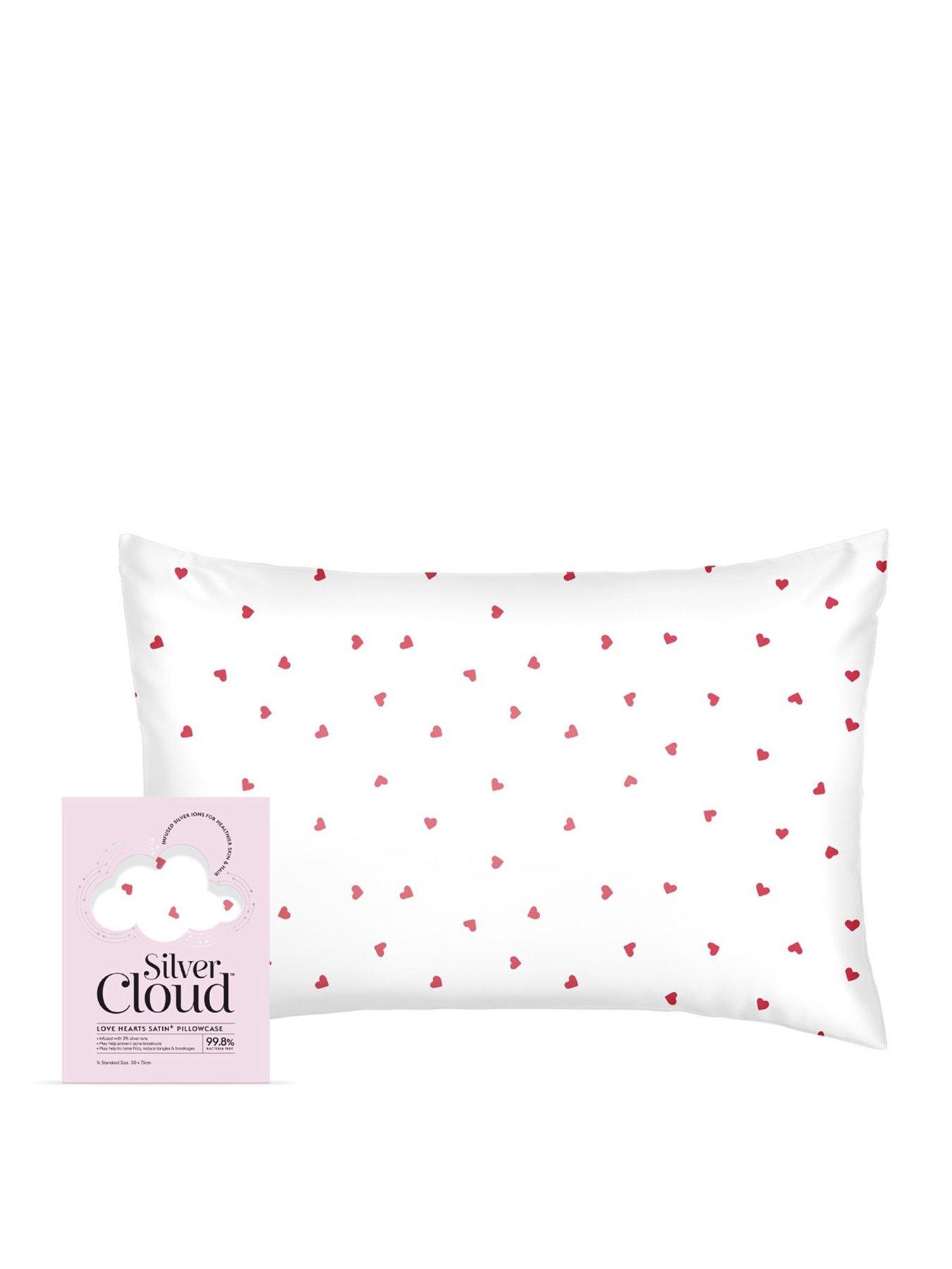 undefined Heart Print Satin Pillowcase Infused with Silver Ions