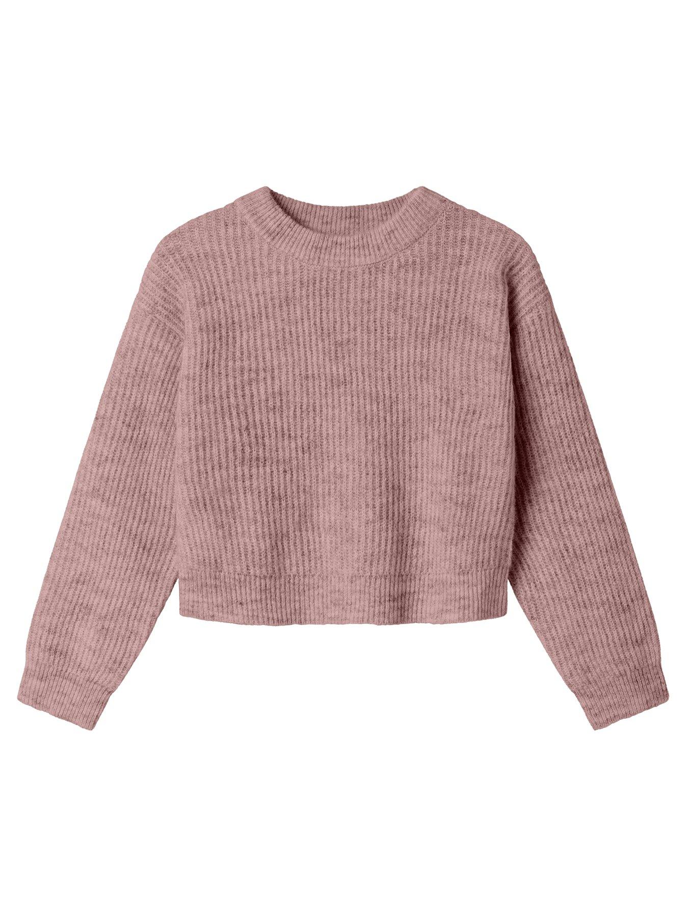 Image 1 of 1 of Name It Girls Boxy Short Knitted Jumper - Pink