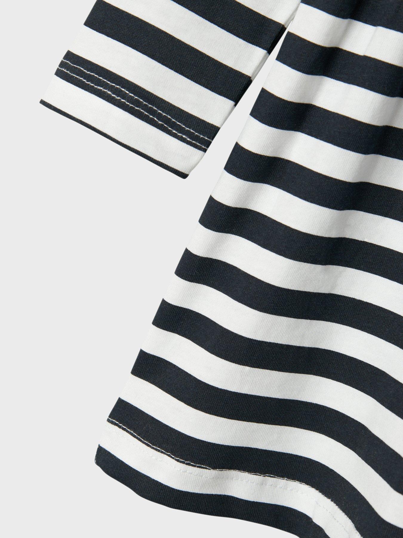 Name It Mini Girls Stripe Long Sleeve Jersey Dress - Navy/White | Very