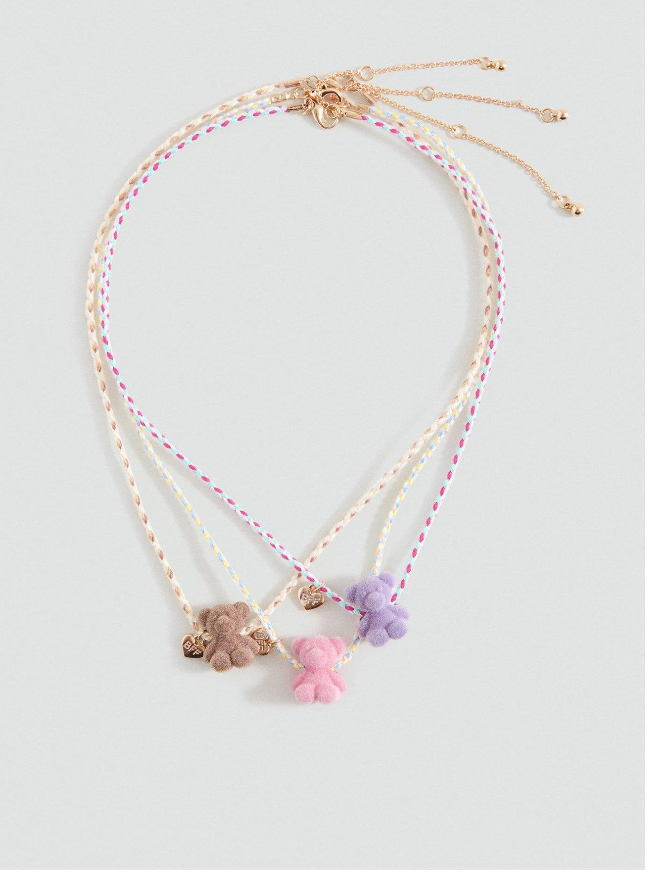 undefined Girls 3 Pack Teddy Bear Necklaces - Pink