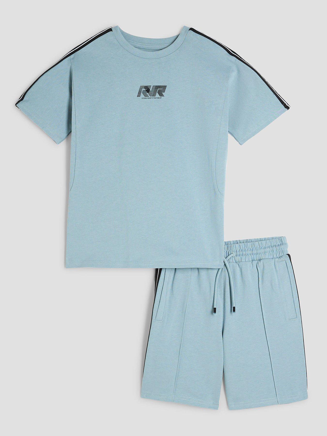 undefined Older Boys RR Tapered T-Shirt Set - Blue