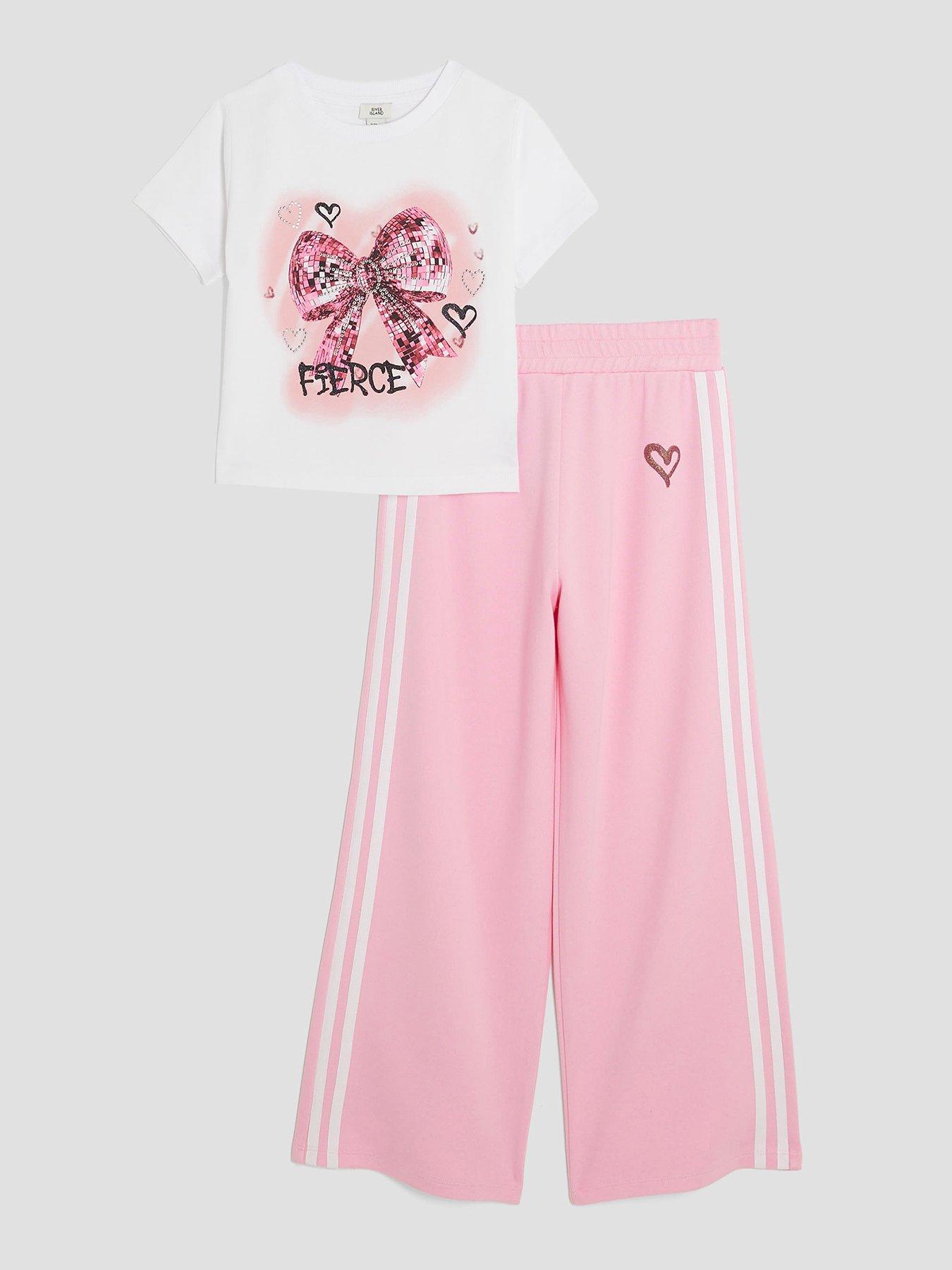 undefined Older Girls Bow Tracksuit Set - Pink