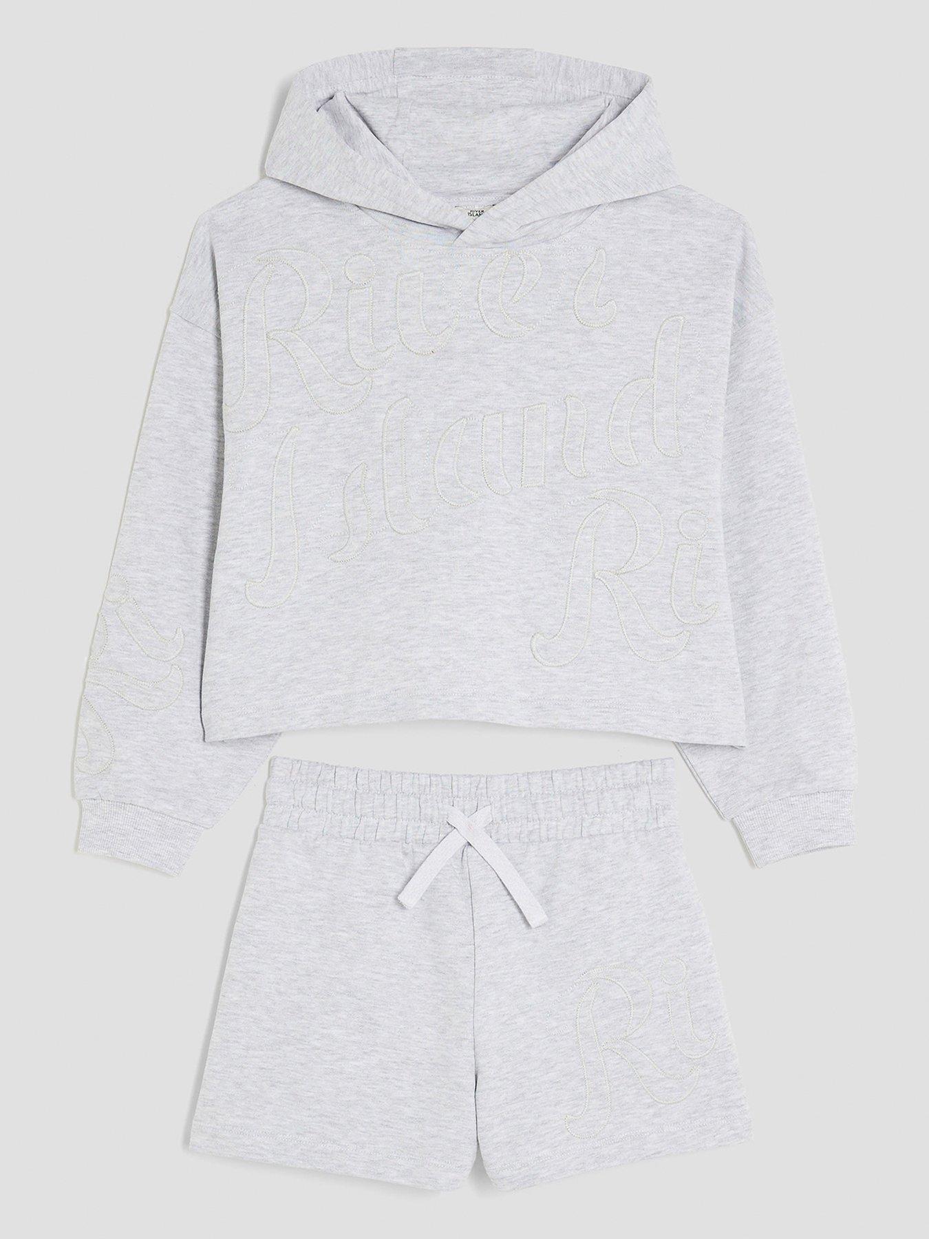 undefined Older Girls Hoodie And Shorts Set - Grey