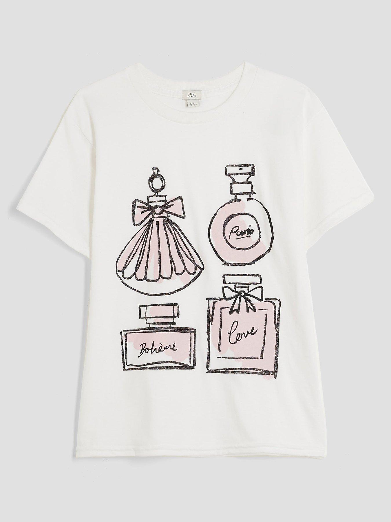 River Island Older Girls Perfume T-Shirt White Very