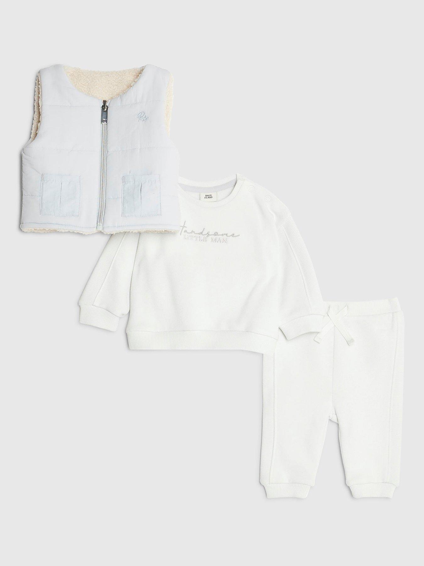 River Island Baby Boys Handsome 3 Piece Reversible Gilet Set - Blue