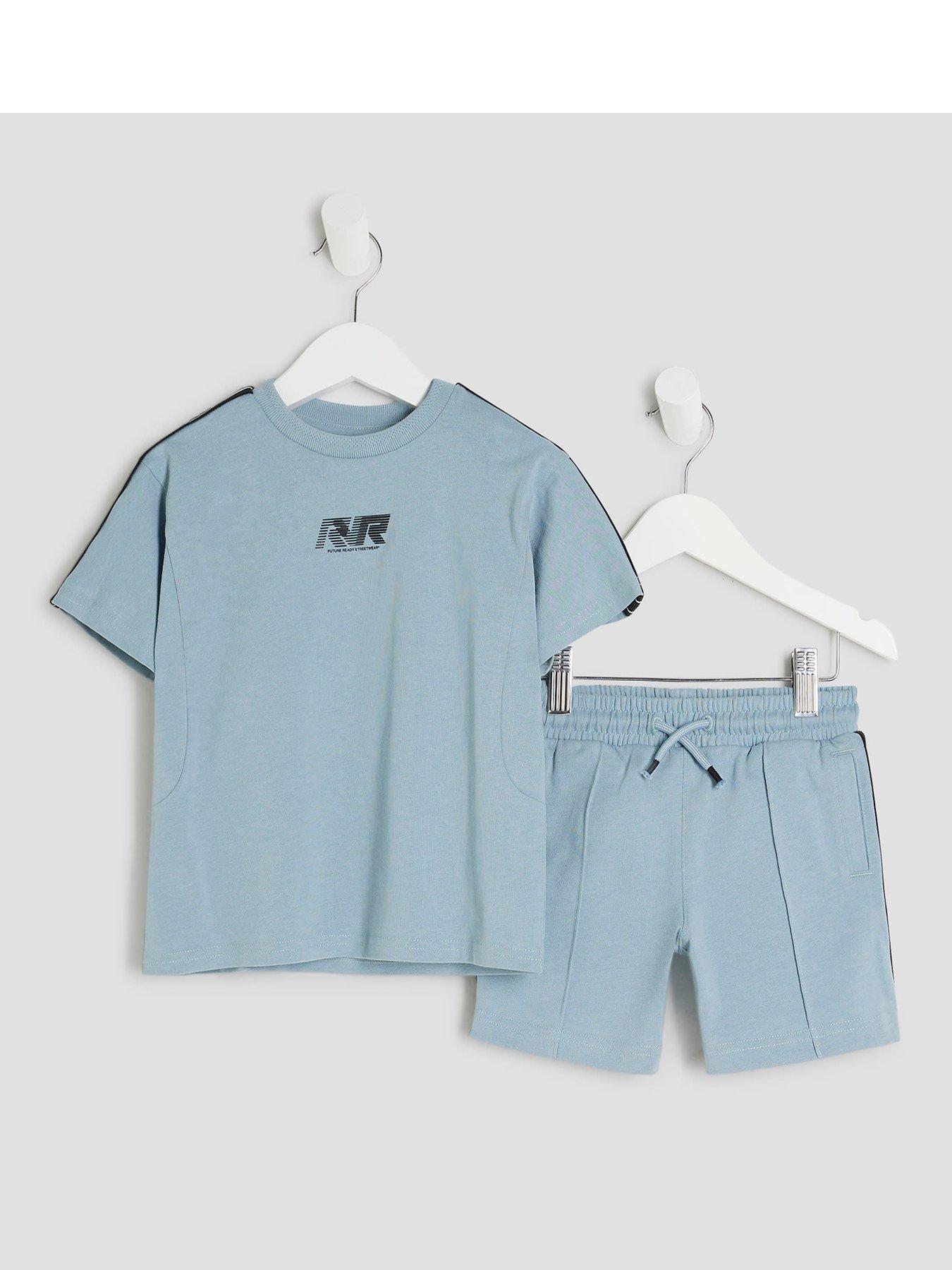 River Island Mini Boys RR Tapered T-Shirt Set - Blue