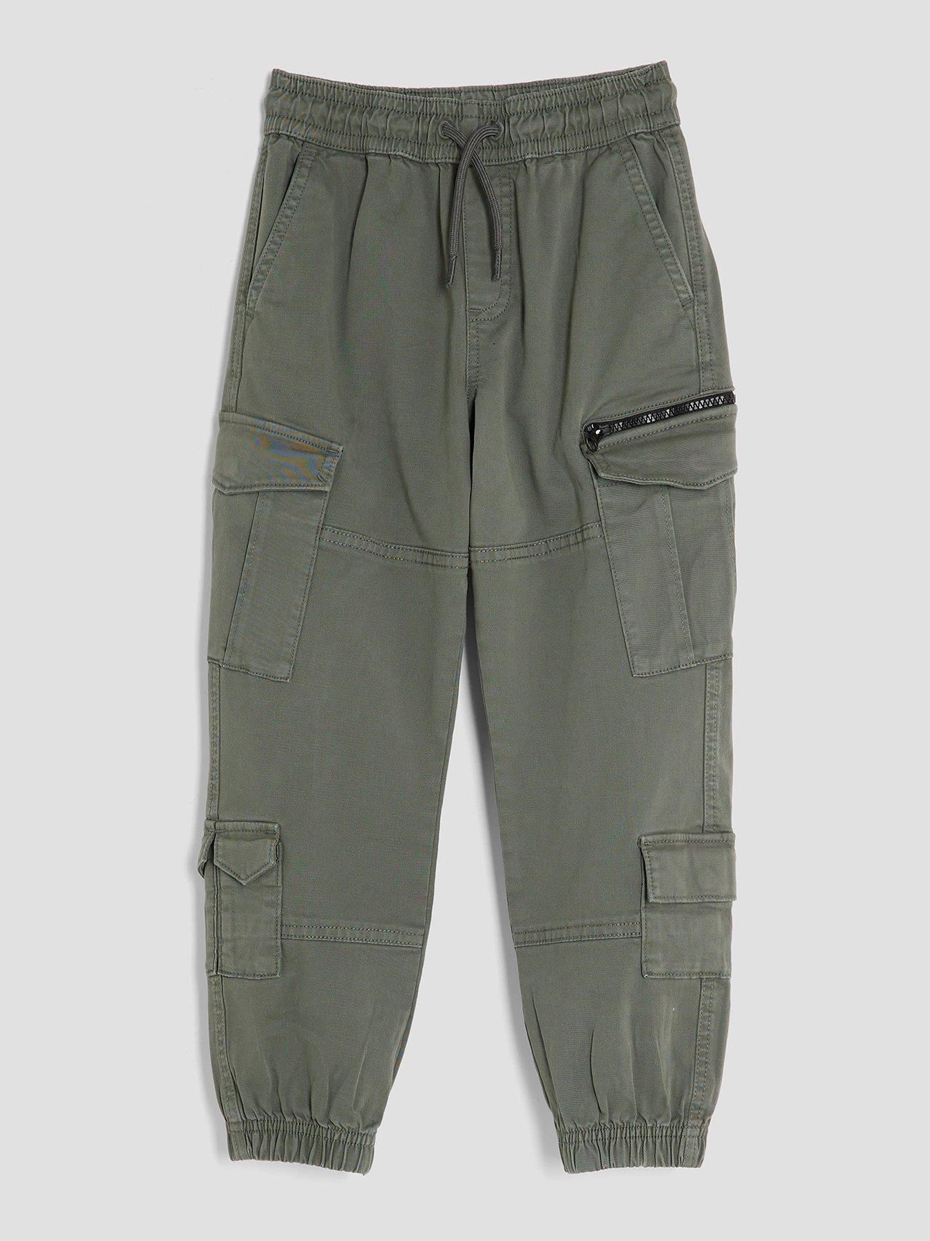 River Island: Older Boys Herrin Cargo Trousers - Khaki