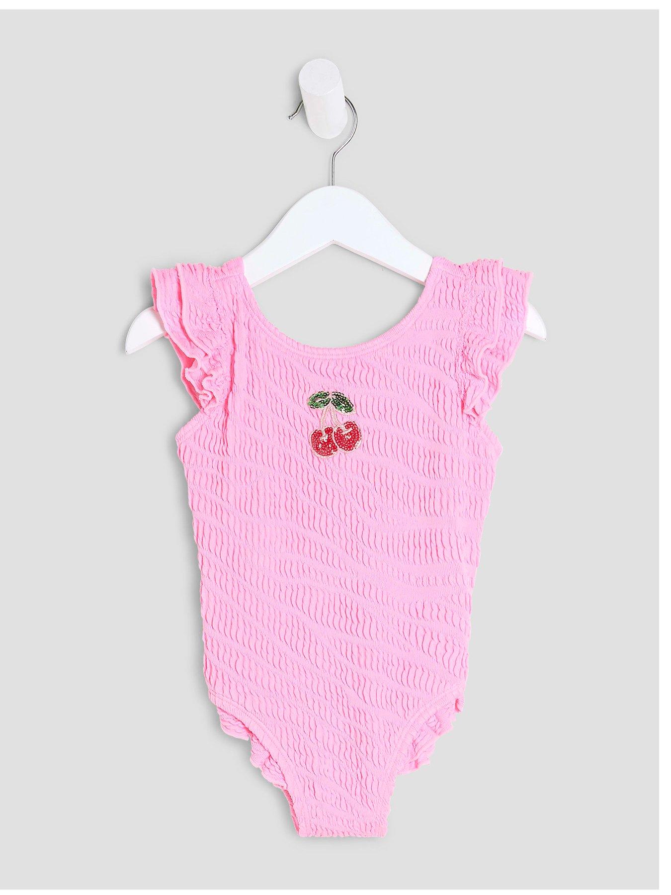 undefined Mini Girls Embellished Cherry Swimsuit - Pink