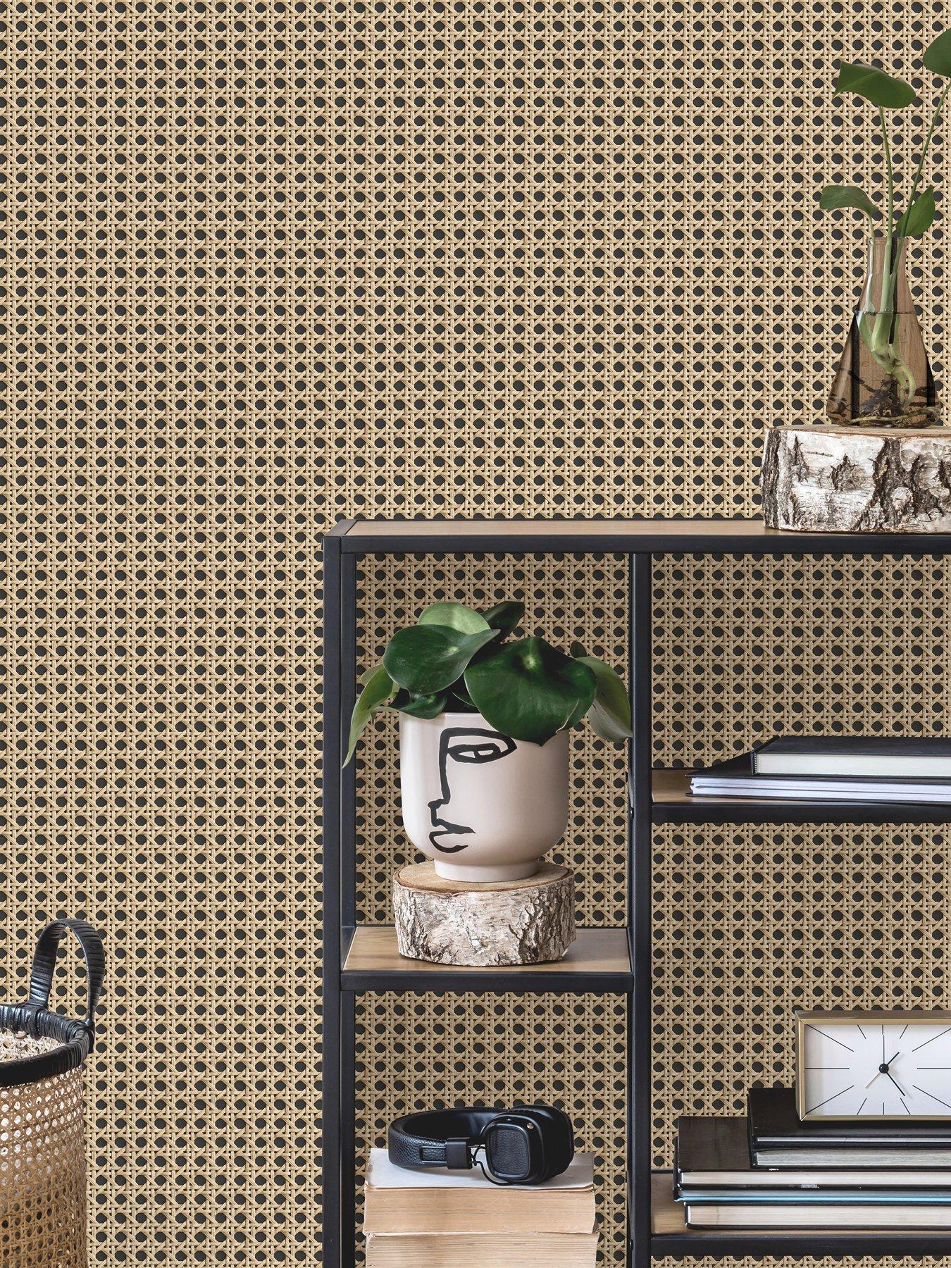 NuWallpaper Self Adhesive Cane Charcoal - Natural