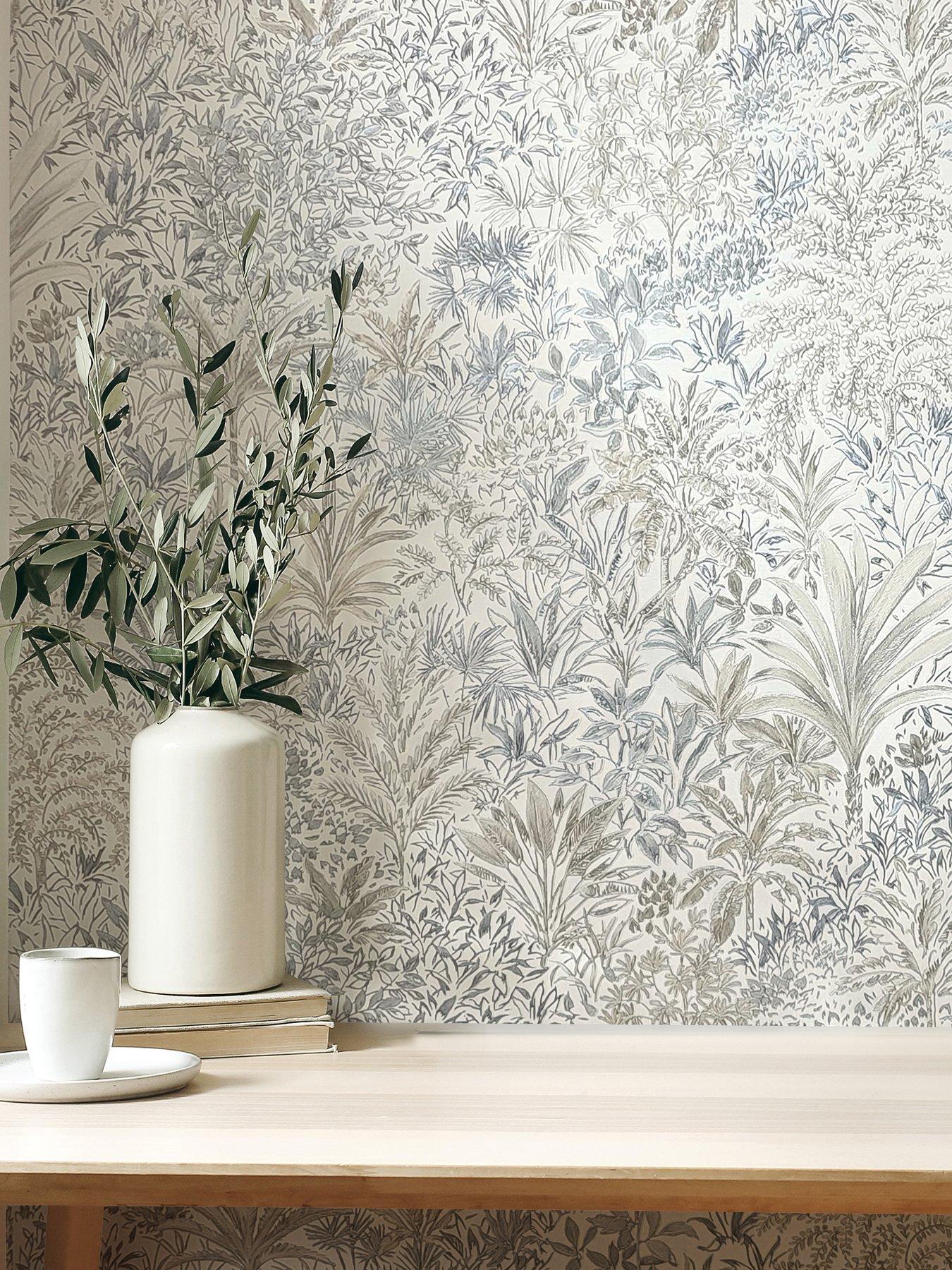 Vymura Capri Palm Landscape Wallpaper - Natural/grey