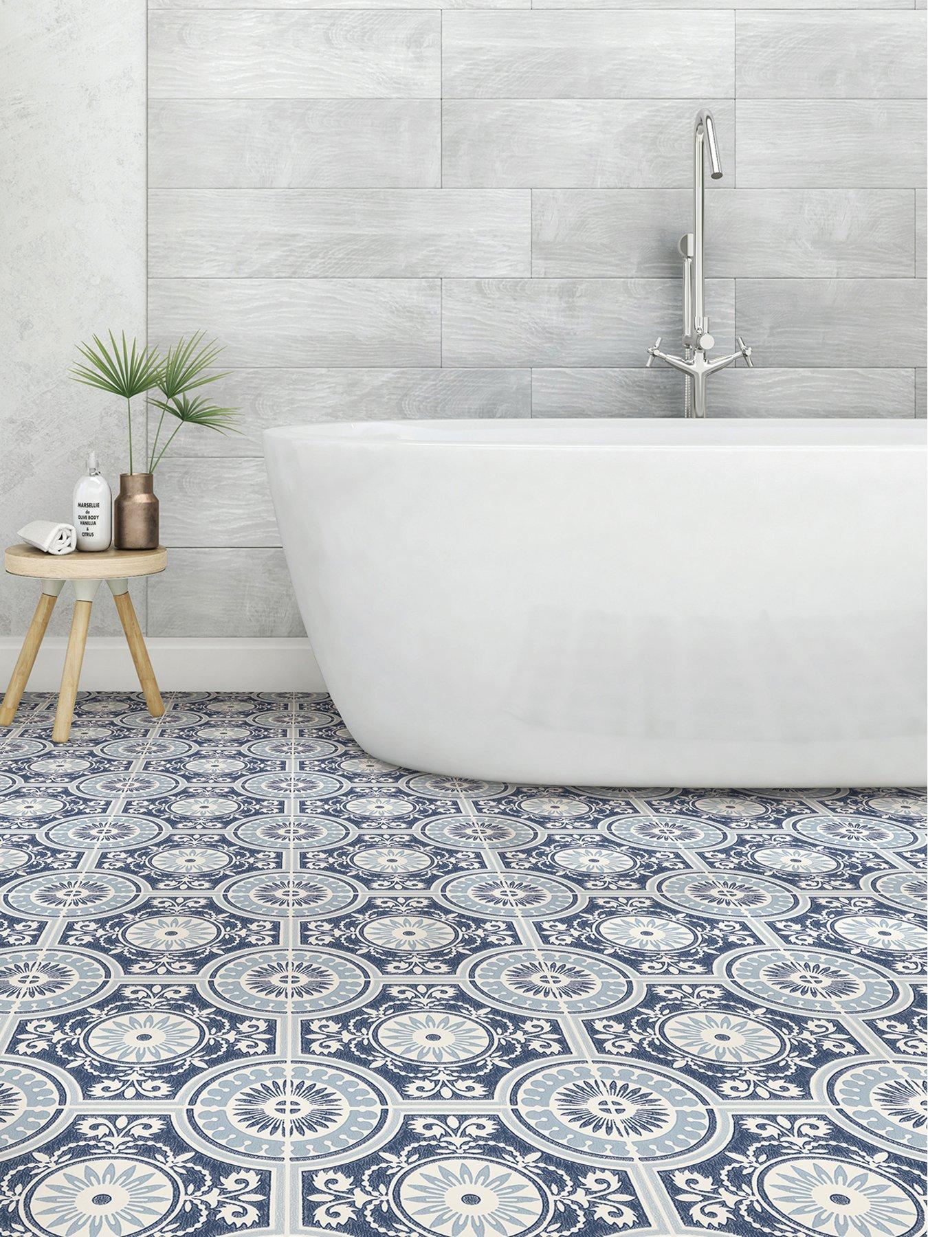 Floor Pops Floorpops Blue Ezra Peel  &  Stick Floor Tiles