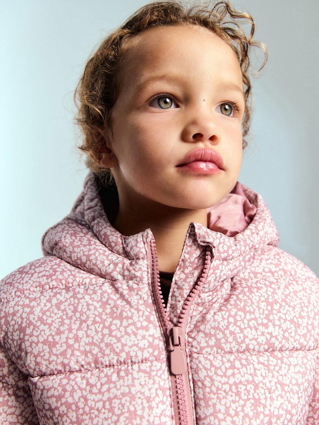 Mango Younger Girls Floral Printed Coat - Pink