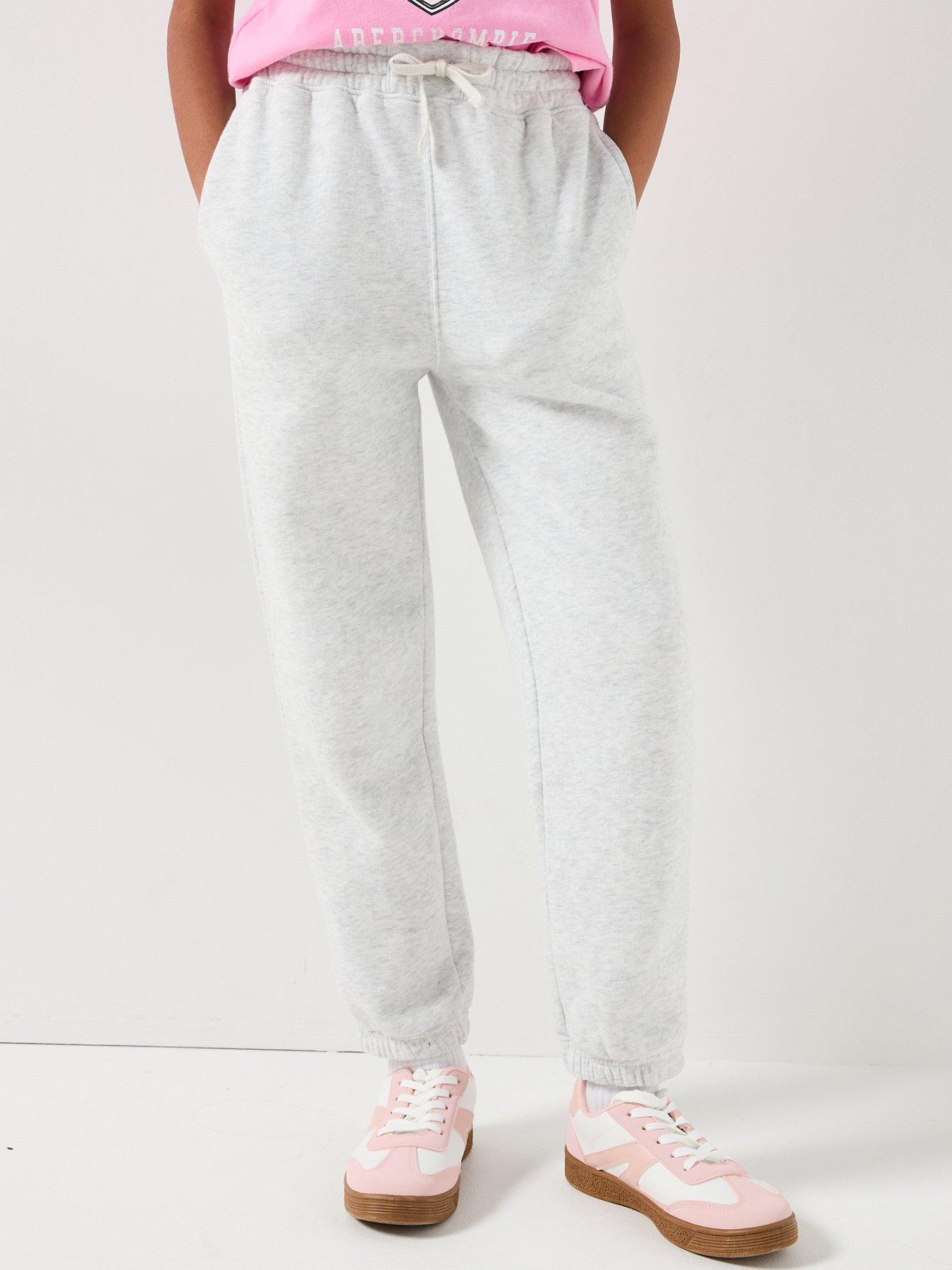 Abercrombie & Fitch Girls Essential Fleece Jogger, Grey, Size Age: 7-8 Years