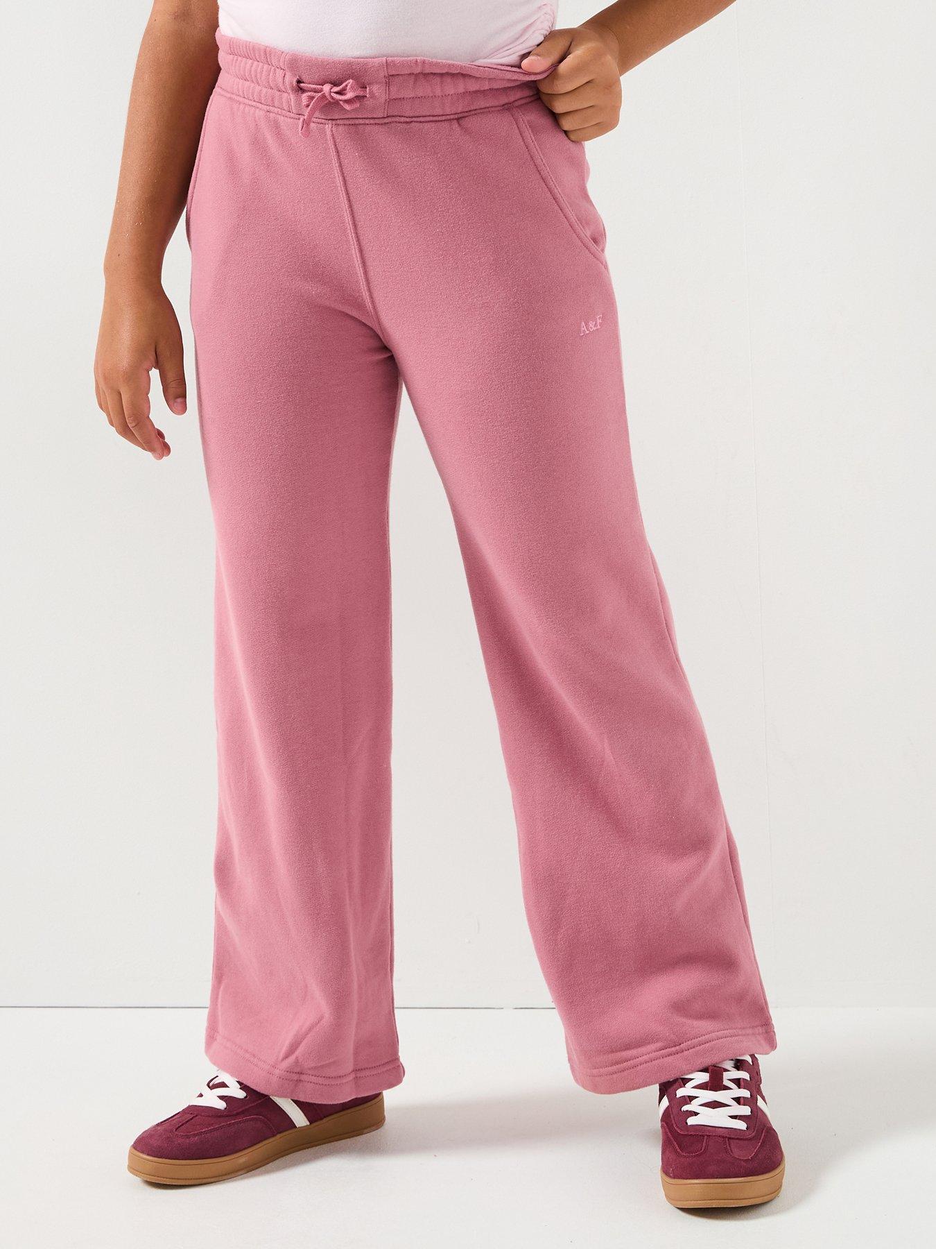 Abercrombie & Fitch Girls Essential Wide Leg Fleece, Pink, Size Age: 13-14 Years