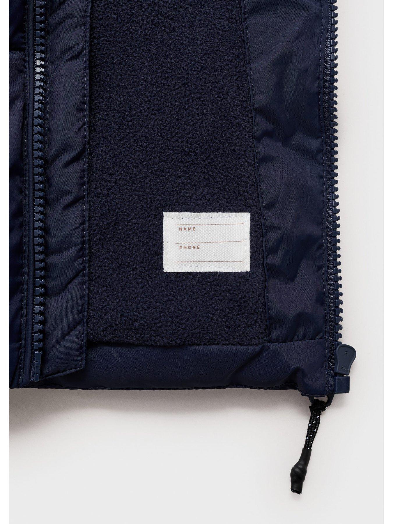 Image 3 of 4 of Mango Boys Hooded Padded Coat - Navy