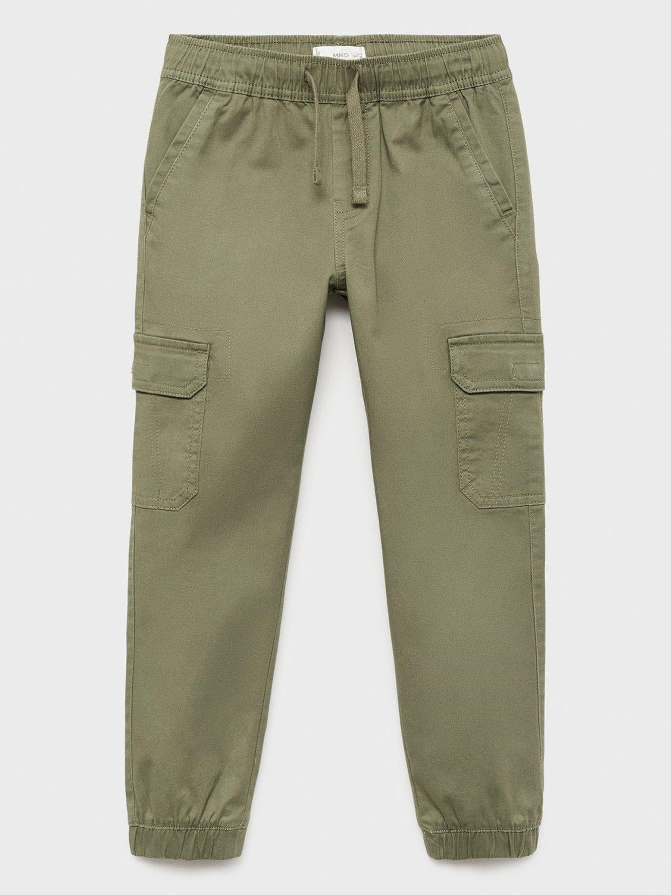 Mango Boys Elasticated Waist Cargo Trousers - Khaki