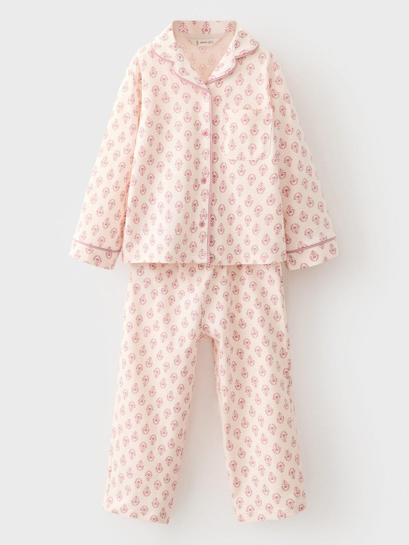 undefined Younger Girls Button Through Pyjamas - Light Pink