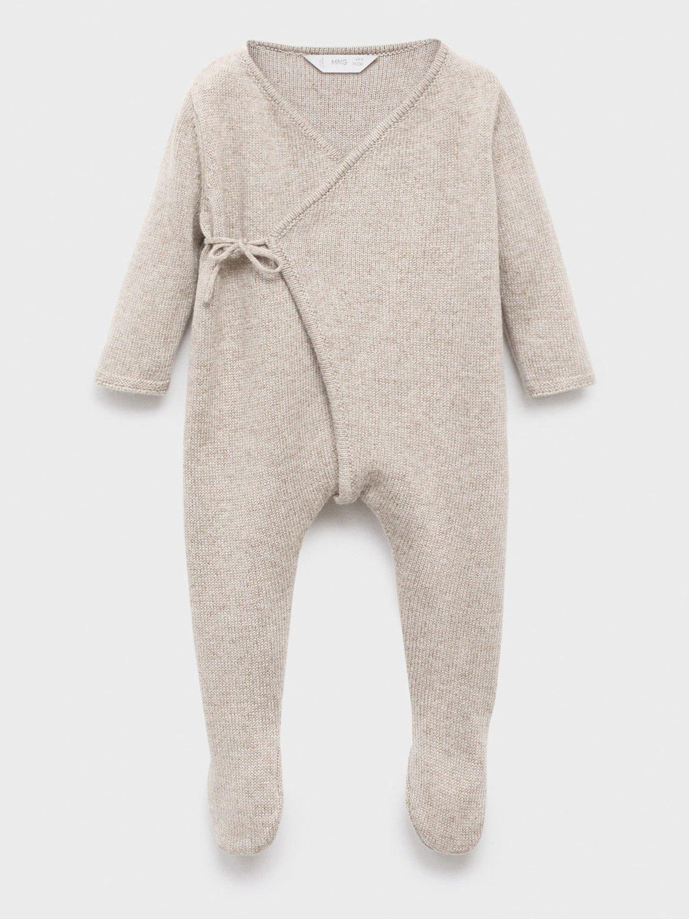 Mango Baby Unisex Knitted Sleepsuit - Beige