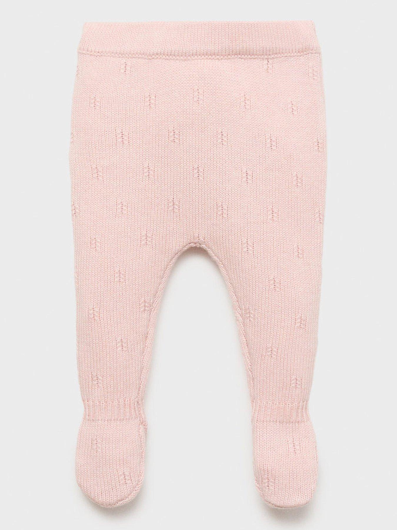 Mango Baby Girls Knitted Footed Co-Ord Leggings - Light Pink
