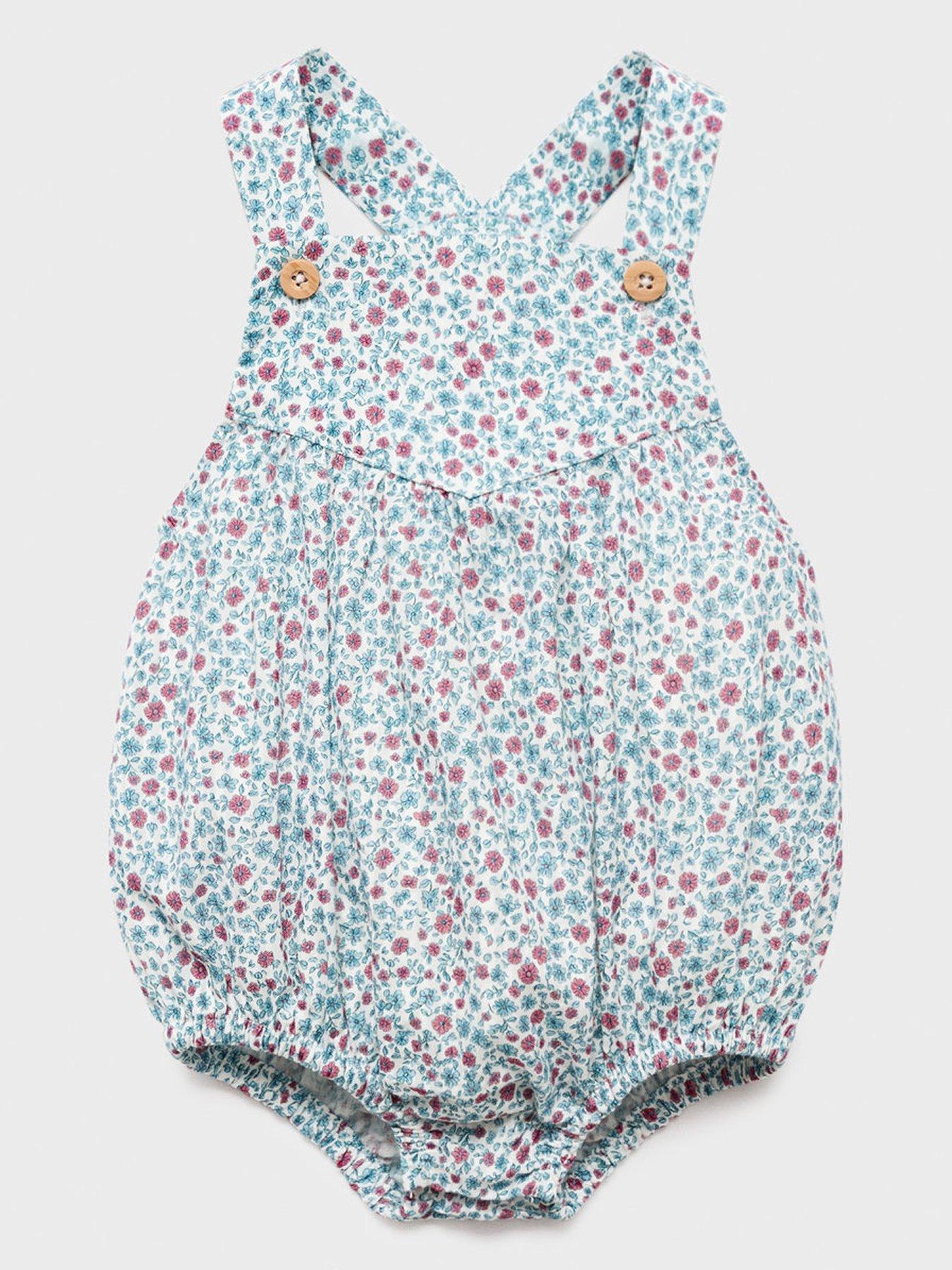 Mango Baby Girls Floral Romper - Light Cream